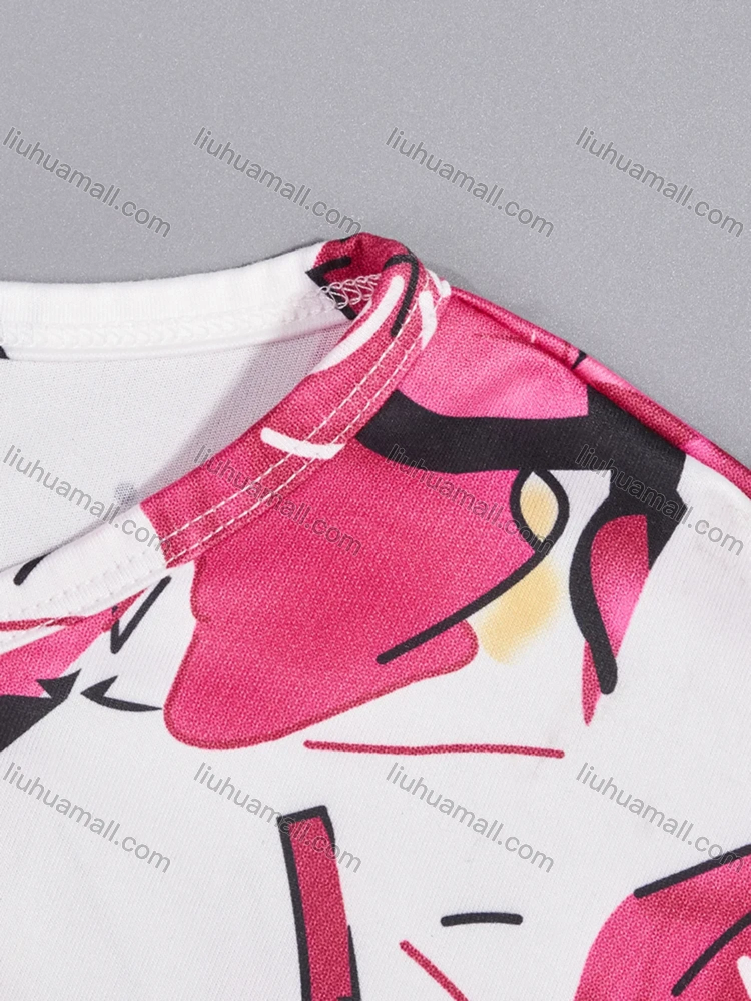 Wholesale Women's Comfy Milk Silk Floral Print Ruffle Trim Short Sleeve Crew Neck Lounge Midi Nightdress DM1301-08# - Liuhuamall