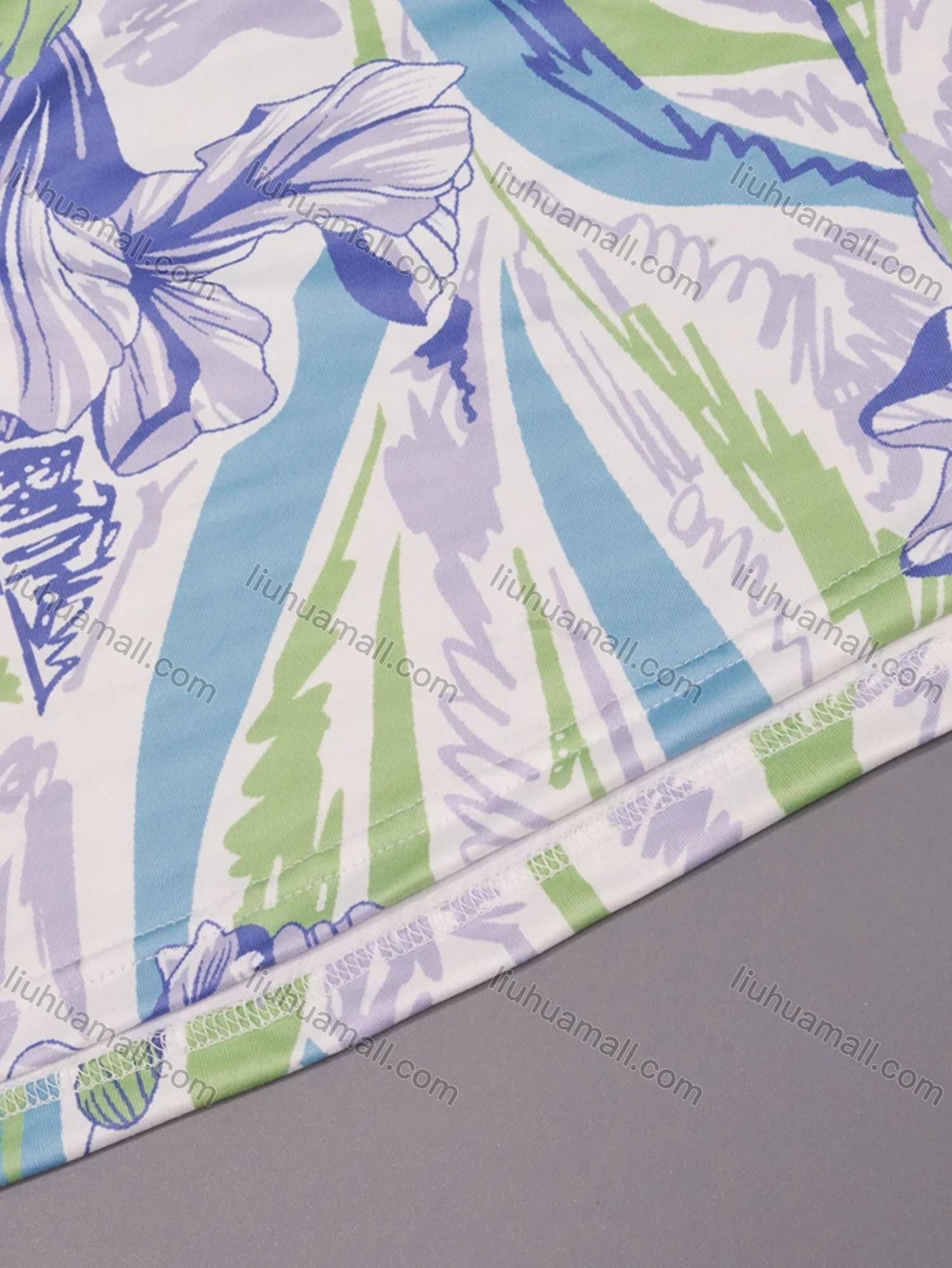 Wholesale Women's Comfy Milk Silk Floral Print Short Sleeve Crew Neck Lounge Midi Nightdress DM1305-18# - Liuhuamall