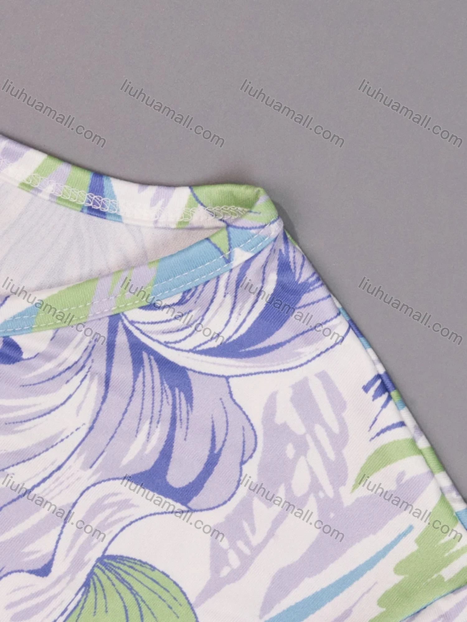 Wholesale Women's Comfy Milk Silk Floral Print Short Sleeve Crew Neck Lounge Midi Nightdress DM1305-18# - Liuhuamall