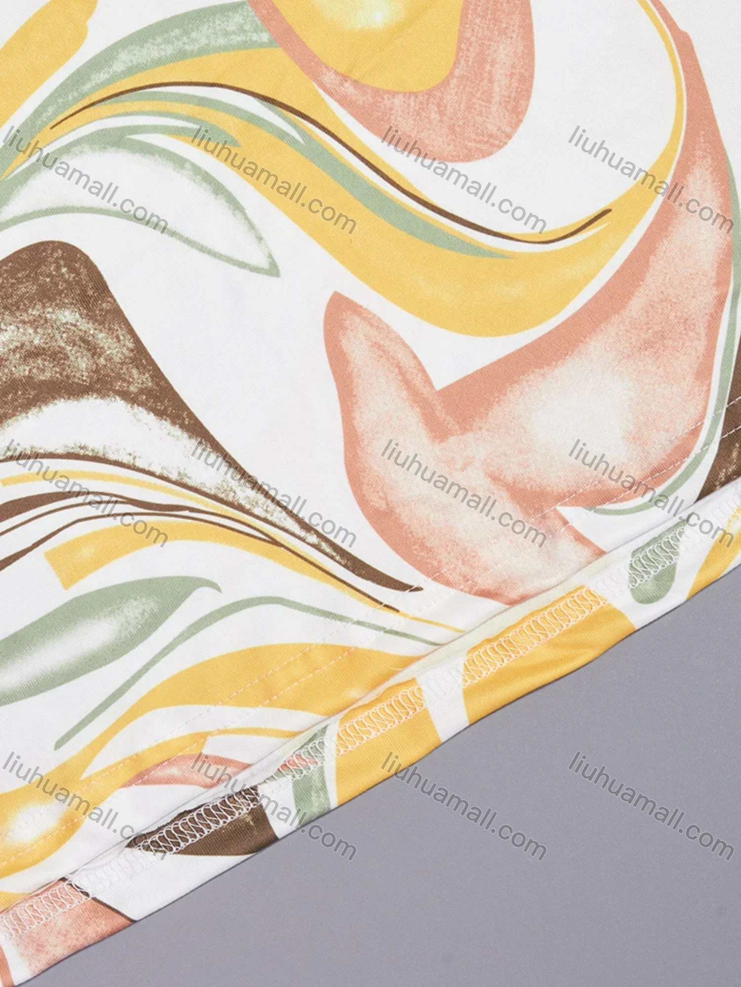 Wholesale Women's Comfy Milk Silk Abstract Print Short Sleeve Crew Neck Lounge Short Nightdress DM1308-07# - Liuhuamall