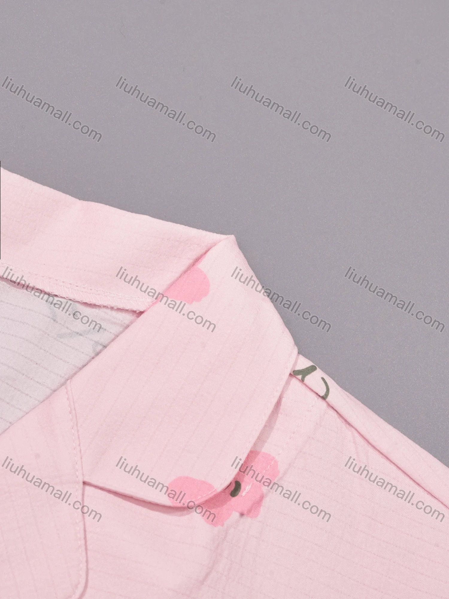 Wholesale Women's Lounge Lapel Floral Letter Print Button Down Pocket Ruffle Trim Short Sleeve Pajamas 2 Piece Set DM036-03# - Liuhuamall