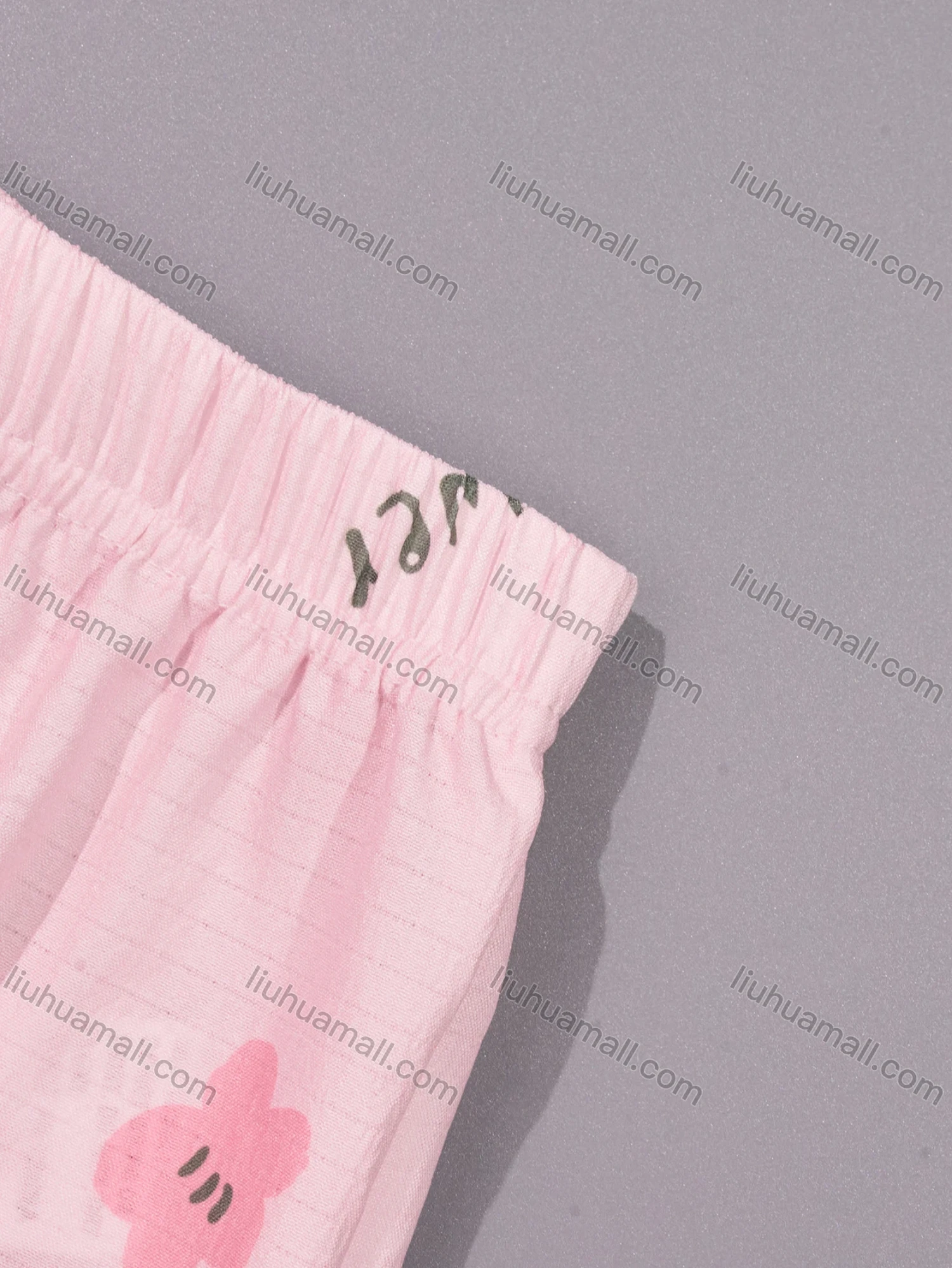 Wholesale Women's Lounge Lapel Floral Letter Print Button Down Pocket Ruffle Trim Short Sleeve Pajamas 2 Piece Set DM036-03# - Liuhuamall