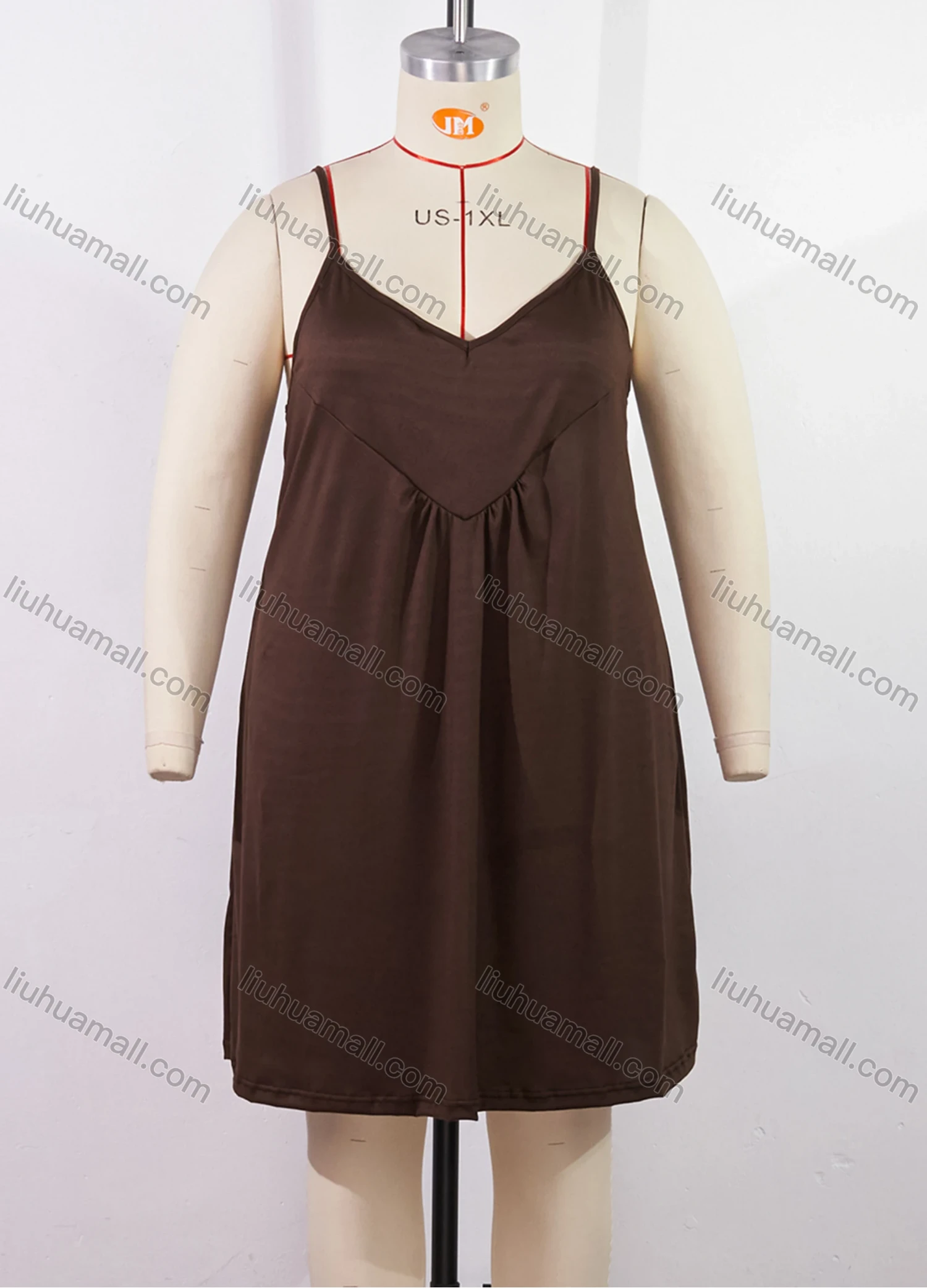 Wholesale Women's Milk Silk Plain Spaghetti Strap Ruched Cami Lounge Short Nightdress DM113# - Liuhuamall