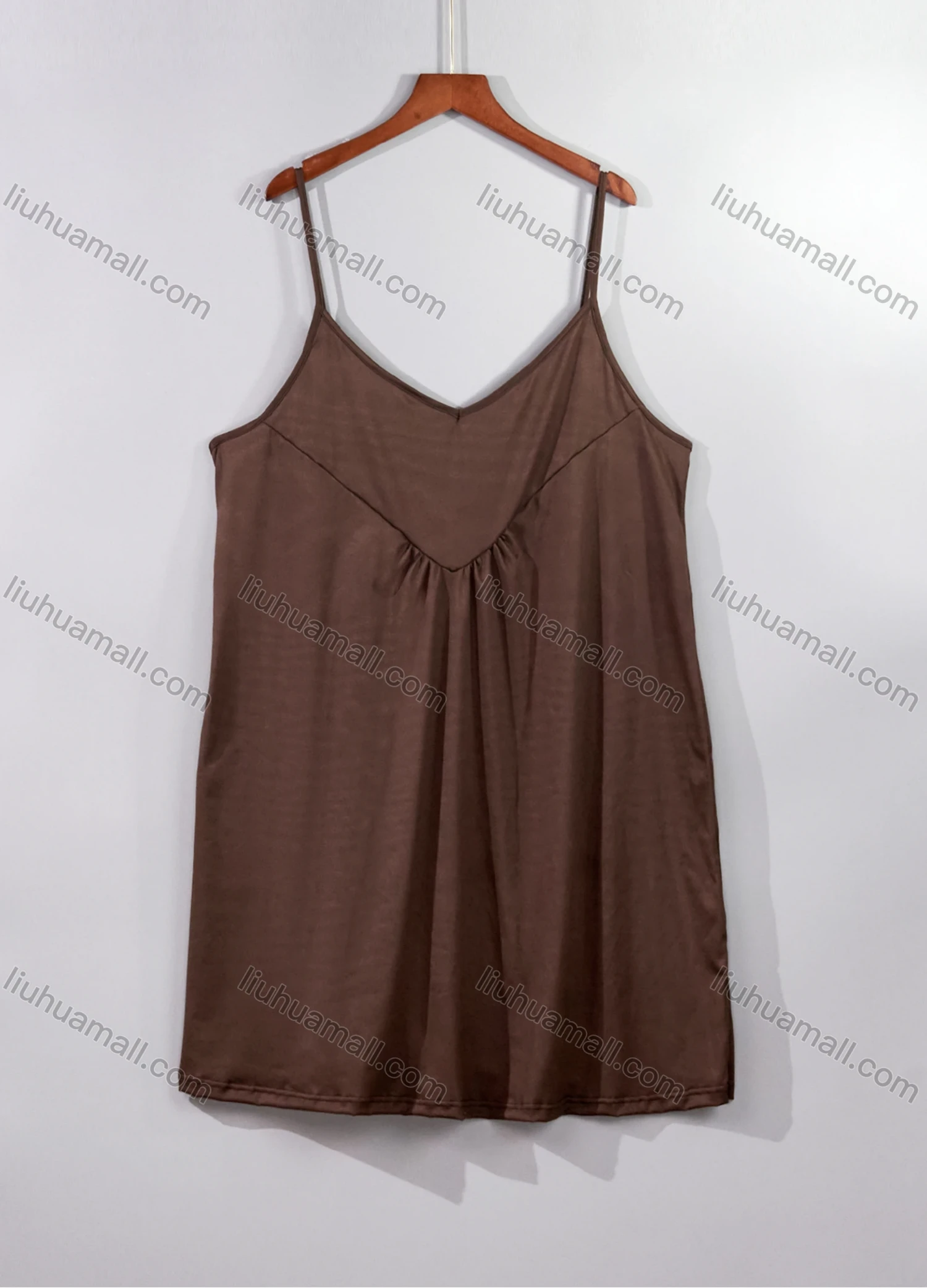 Wholesale Women's Milk Silk Plain Spaghetti Strap Ruched Cami Lounge Short Nightdress DM113# - Liuhuamall