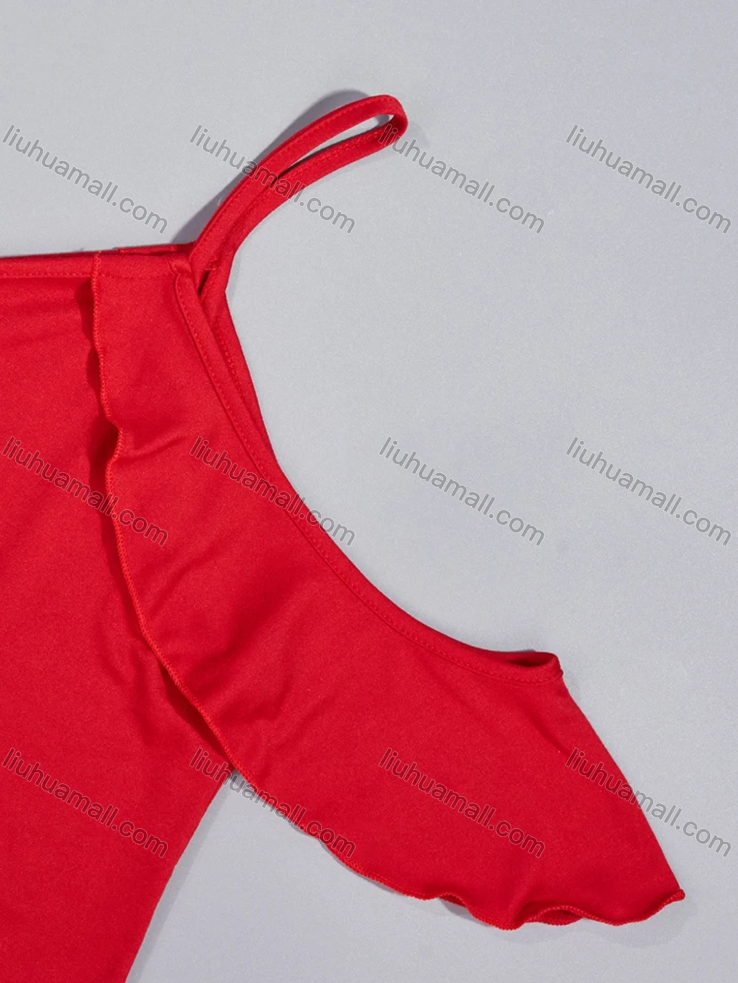 Wholesale Women's Milk Silk Plain Cold Shoulder Ruffle Trim Lounge Short Nightdress DM116# - Liuhuamall