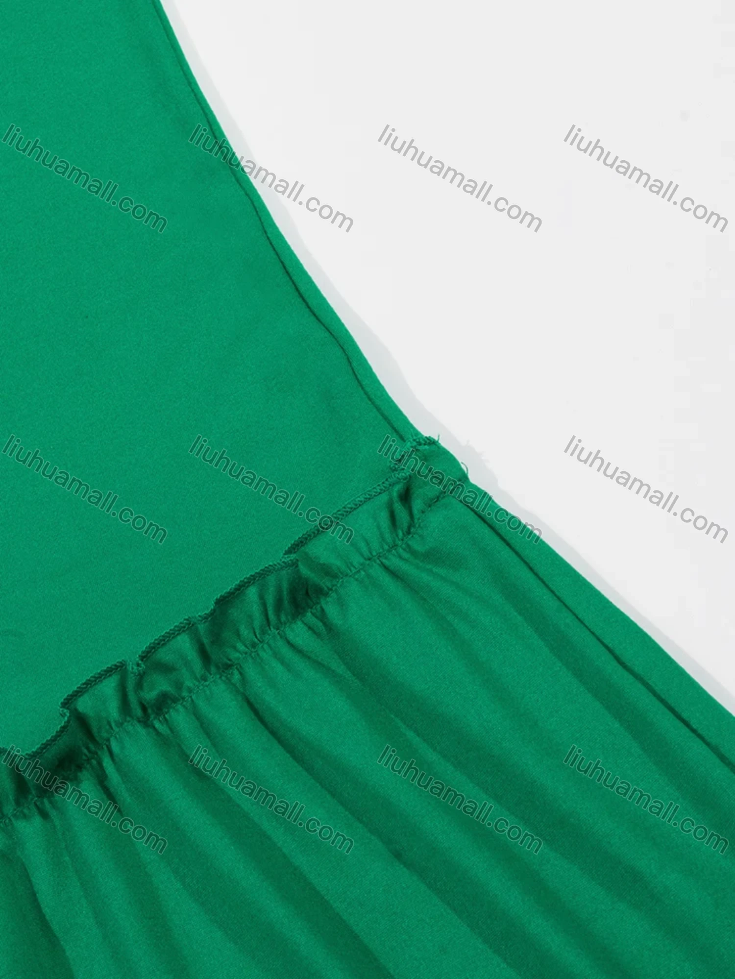 Wholesale Women's Milk Silk Plain Spaghetti Strap Ruched Ruffle Trim Hem Cami Lounge Nightdress DM114# - Liuhuamall