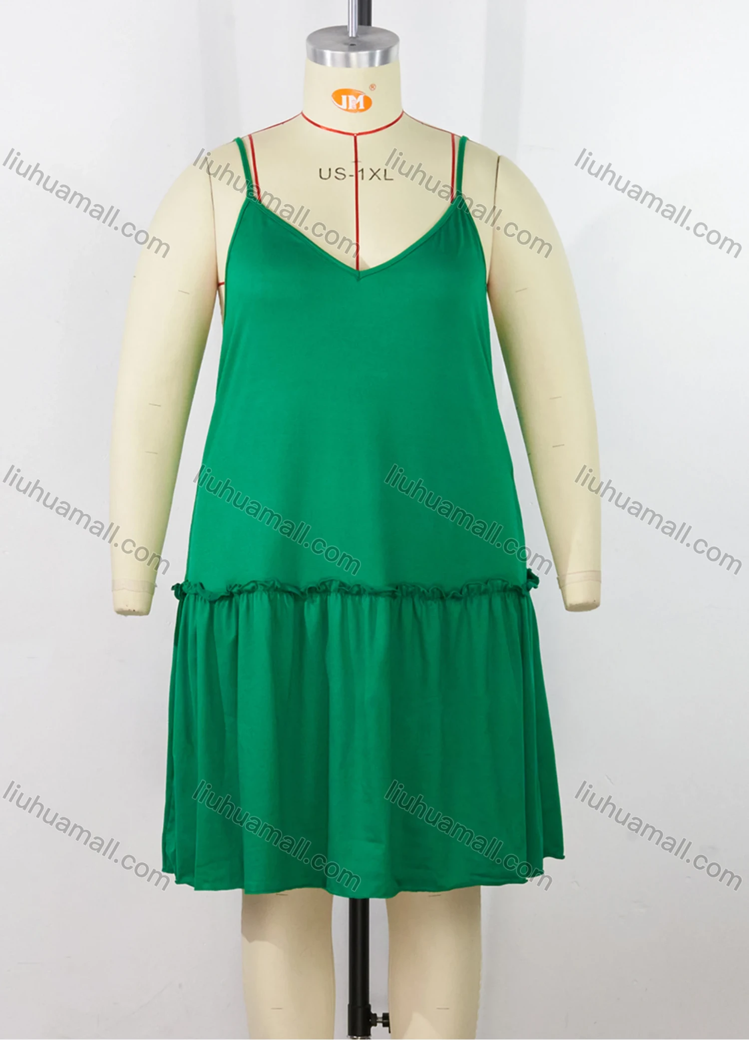 Wholesale Women's Milk Silk Plain Spaghetti Strap Ruched Ruffle Trim Hem Cami Lounge Nightdress DM114# - Liuhuamall