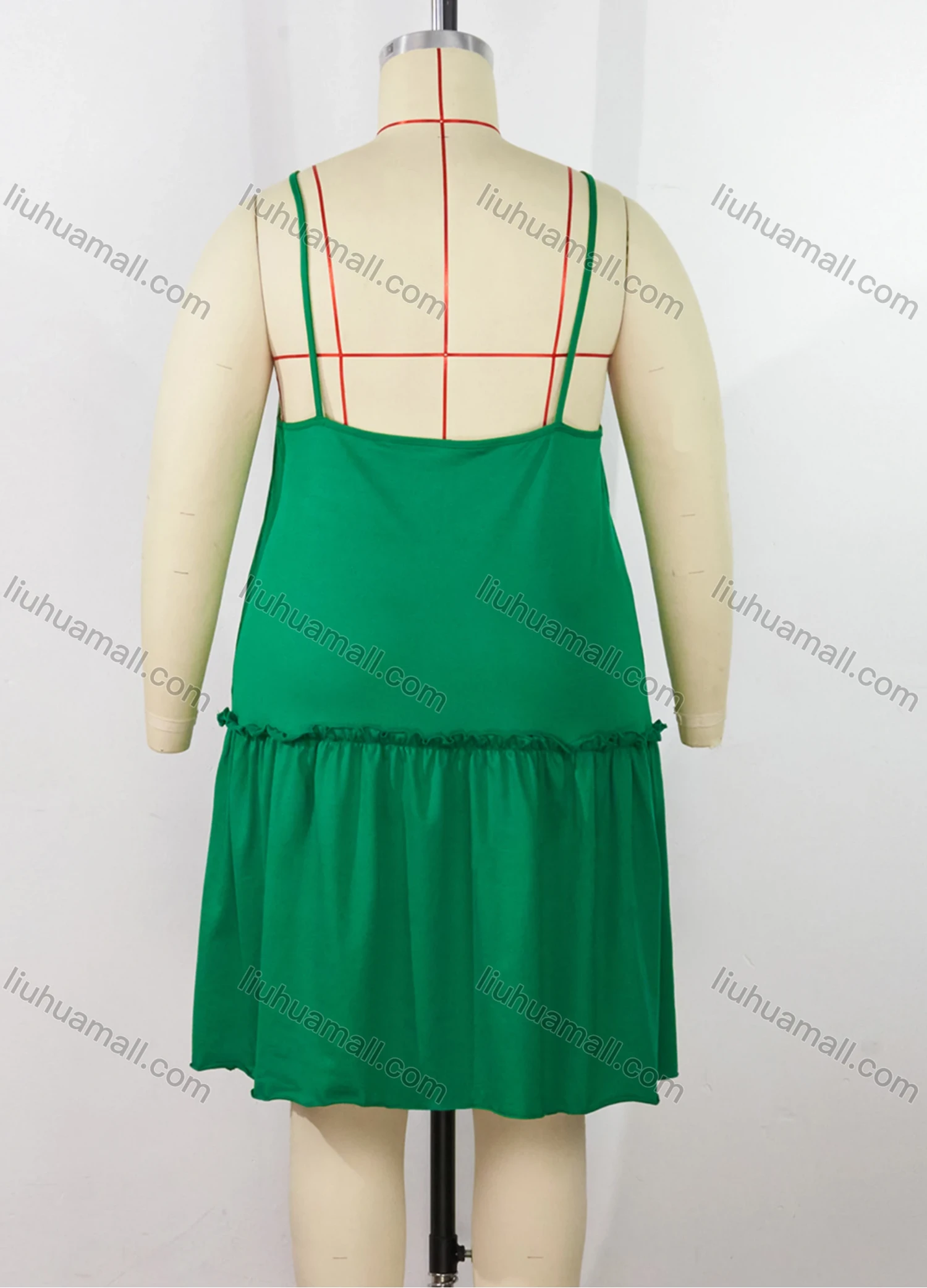 Wholesale Women's Milk Silk Plain Spaghetti Strap Ruched Ruffle Trim Hem Cami Lounge Nightdress DM114# - Liuhuamall
