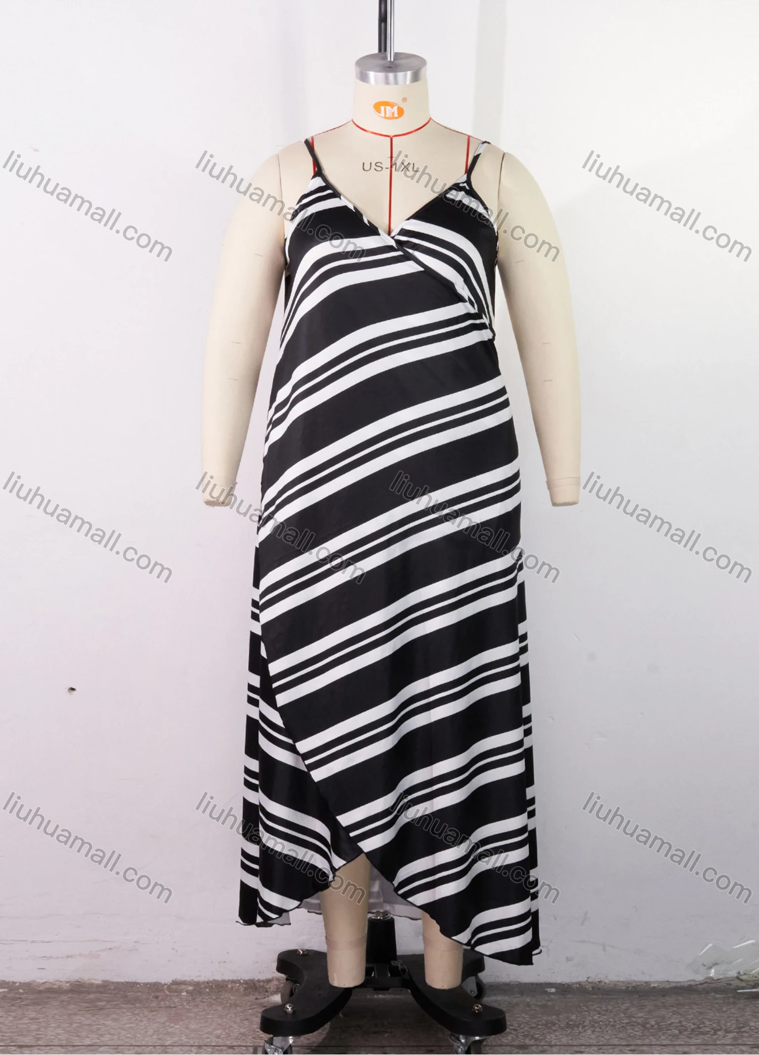 Wholesale Women's Lounge Milk Silk Striped Wrap Open Back Cami Maxi Nightdress DM1112-02# - Liuhuamall