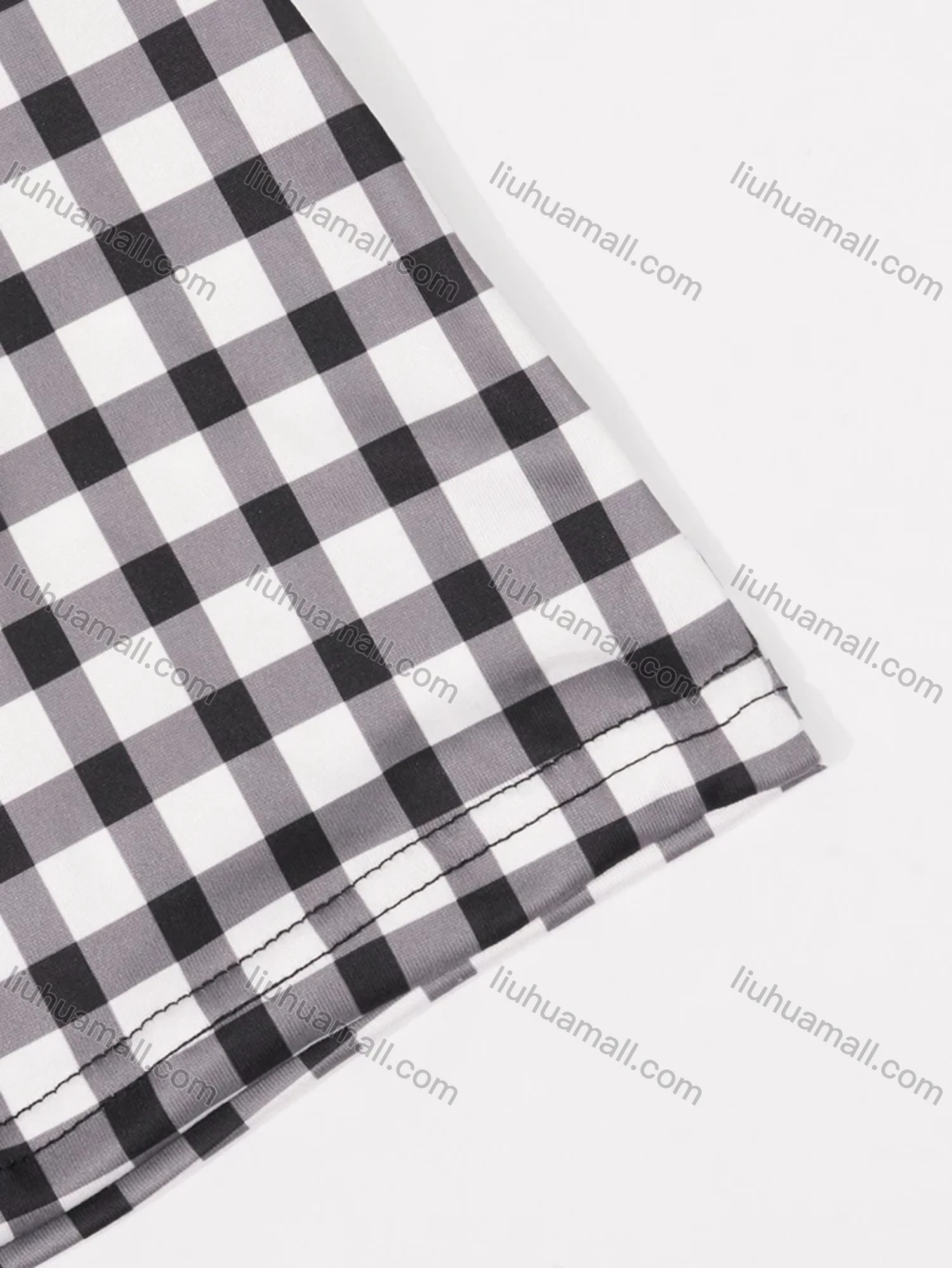 Wholesale Women's Lounge Plaid Print Milk Silk Off Shoulder Ruched Ruffle Trim Short Nightdress DM1321-02# - Liuhuamall