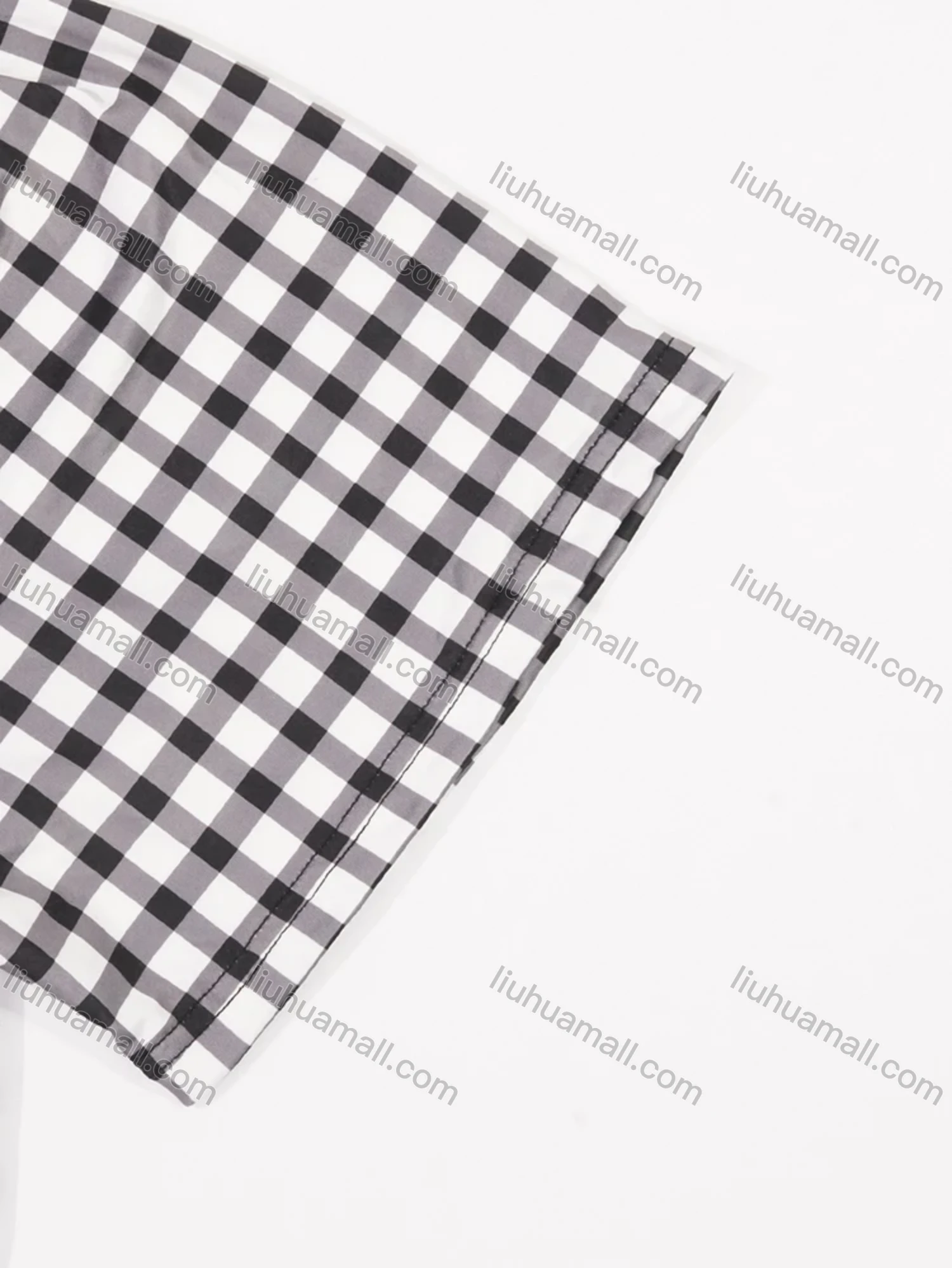 Wholesale Women's Lounge Plaid Print Milk Silk Off Shoulder Ruched Ruffle Trim Short Nightdress DM1321-02# - Liuhuamall