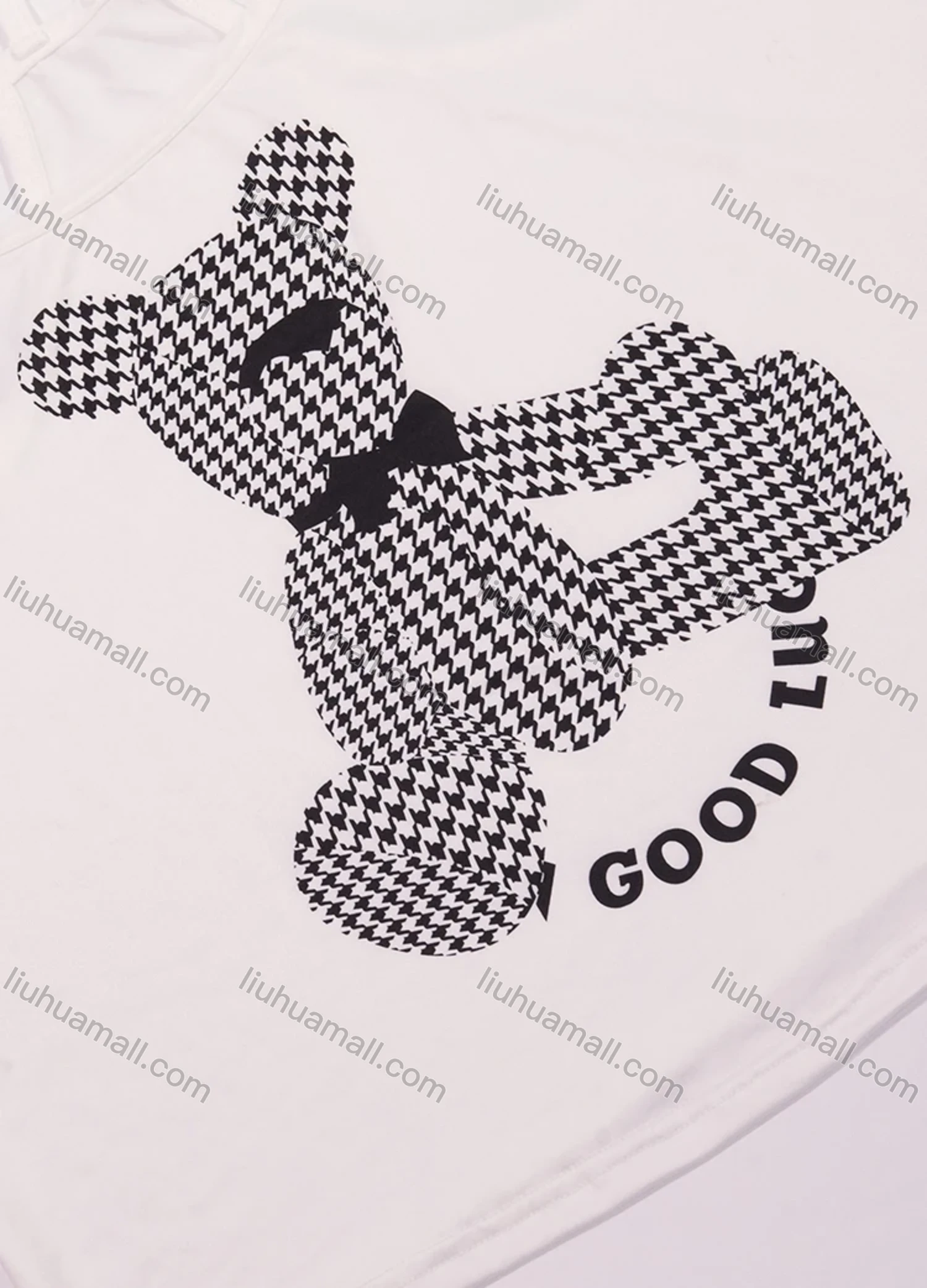 Wholesale Women's Lounge Milk Silk Houndstooth Bear Letter Print Cami Top & Shorts Pajamas Sets DM2207-07# - Liuhuamall