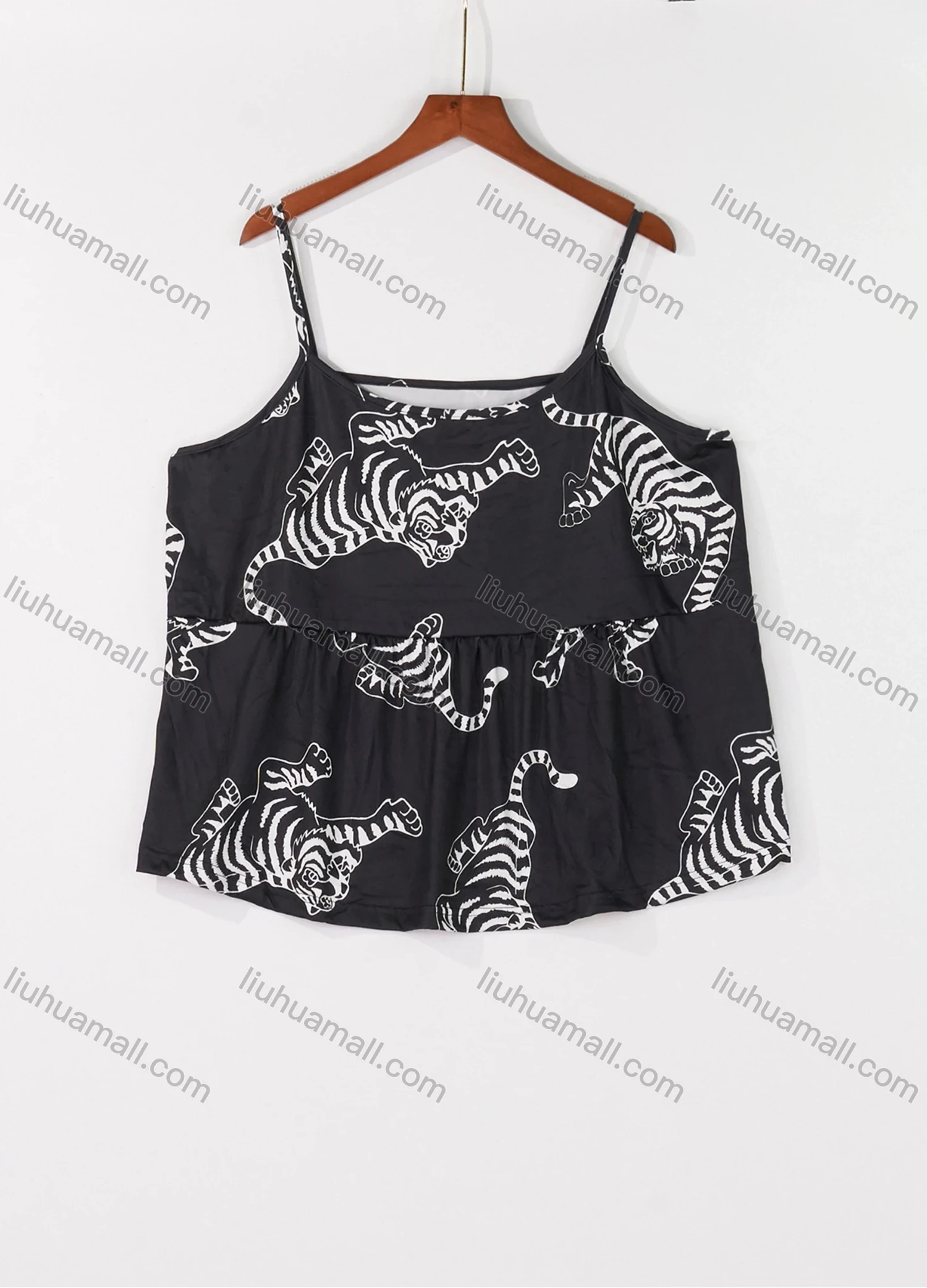 Wholesale Women's Lounge Milk Silk Tiger Print Ruched Cami Top & Pant & Long Sleeve Cardigan 3 Piece Sets With Belt DM31004-01# - Liuhuamall