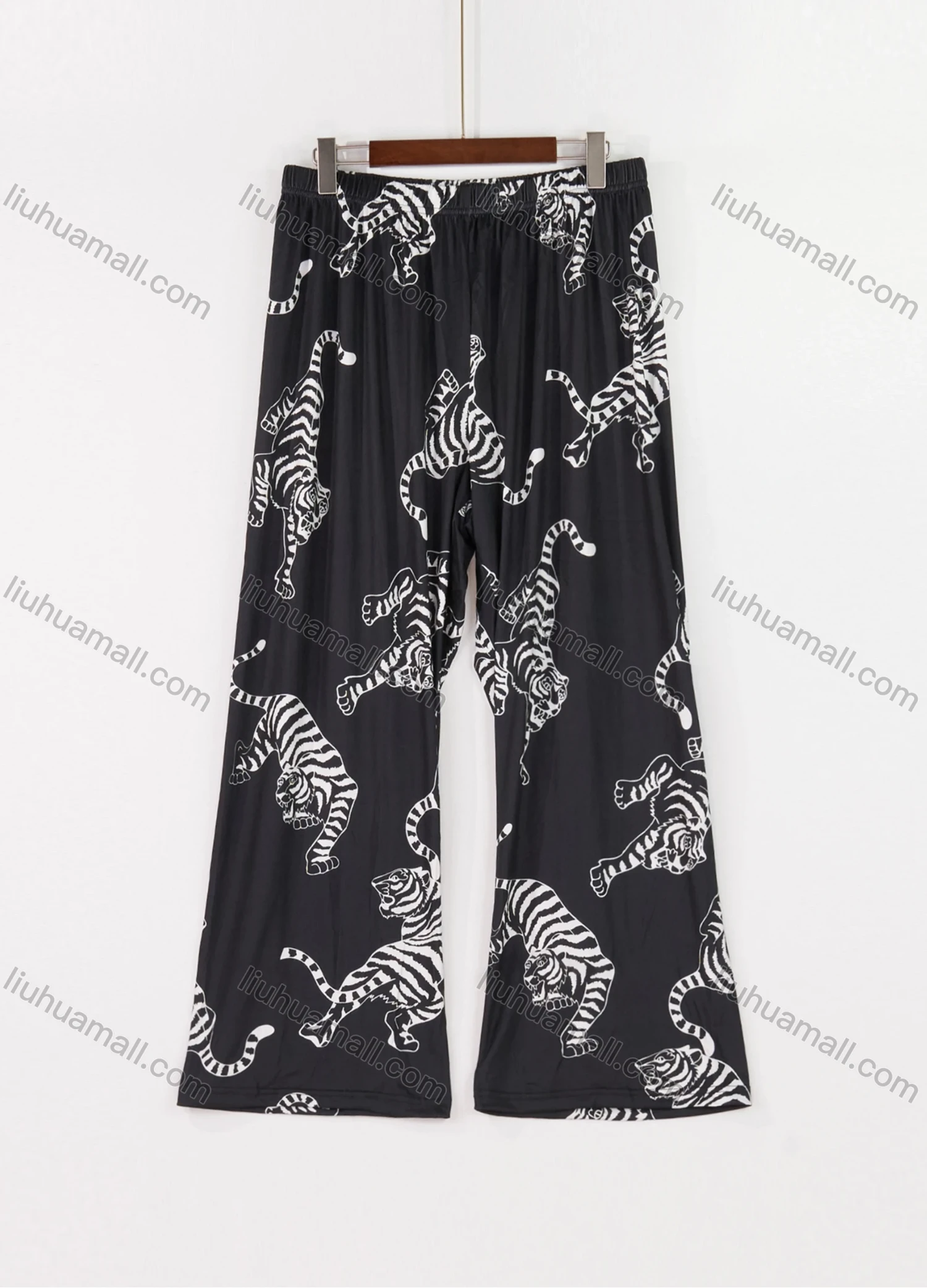 Wholesale Women's Lounge Milk Silk Tiger Print Ruched Cami Top & Pant & Long Sleeve Cardigan 3 Piece Sets With Belt DM31004-01# - Liuhuamall