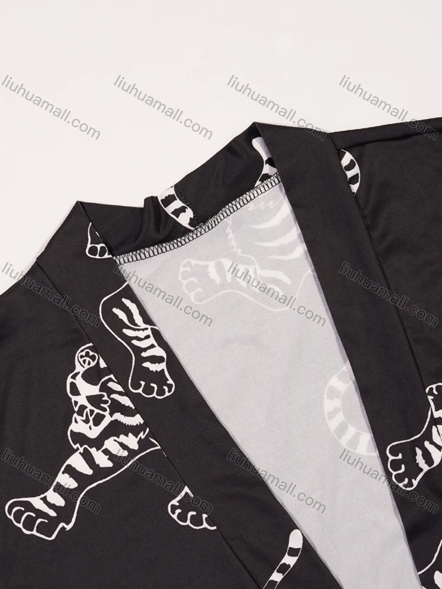 Wholesale Women's Lounge Milk Silk Tiger Print Ruched Cami Top & Pant & Long Sleeve Cardigan 3 Piece Sets With Belt DM31004-01# - Liuhuamall