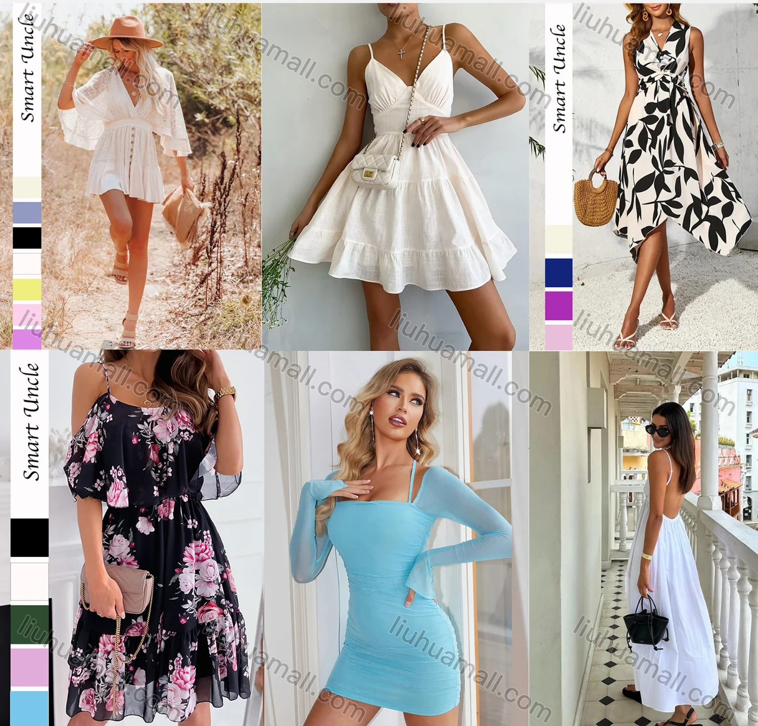 Wholesale Mix & Match Women's Dresses Collection: 6 Styles, MOQ 3 Pieces - Liuhuamall