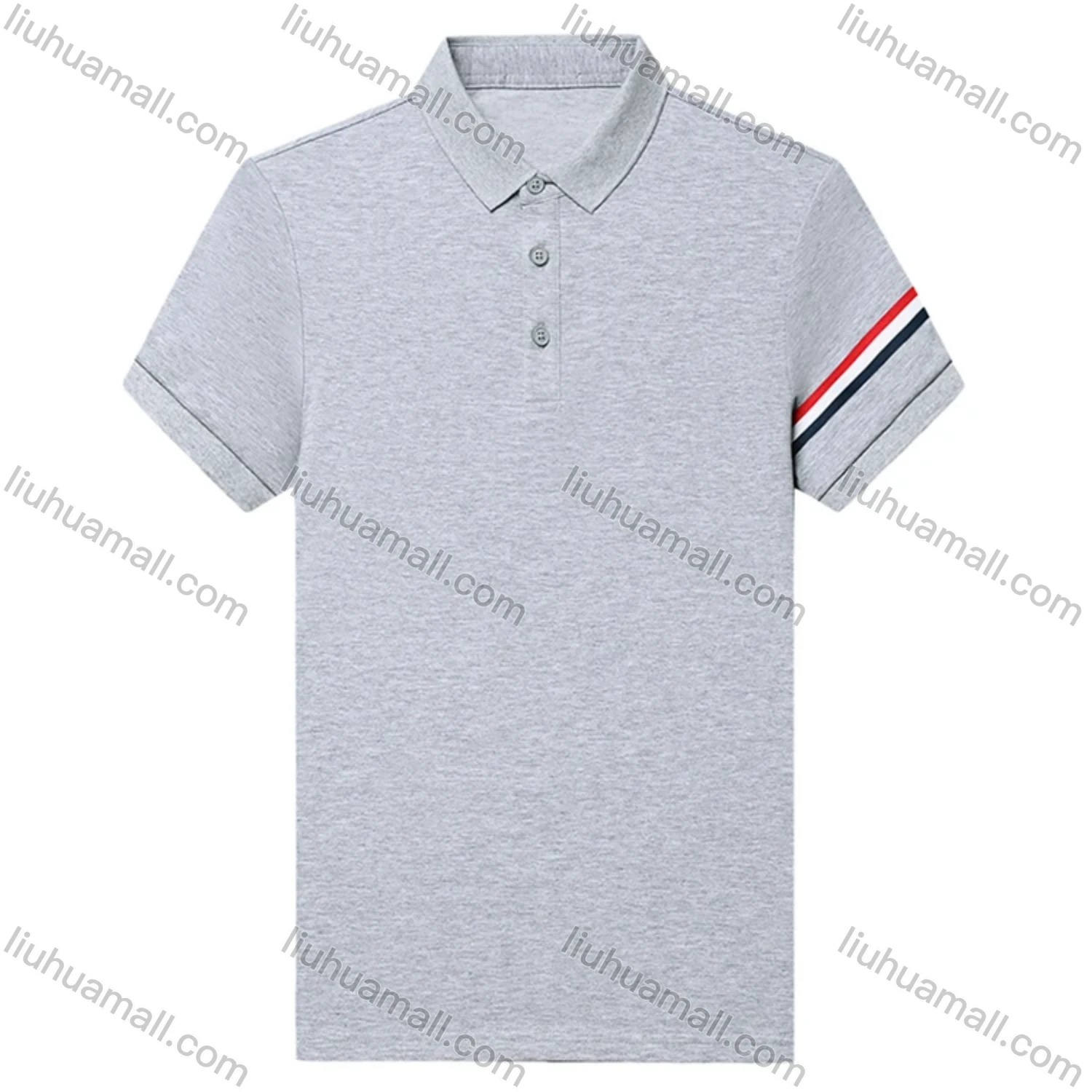 Wholesale Men's Casual Plain Short Sleeve Striped Trim Breathable Polo Shirt C00237# - Liuhuamall
