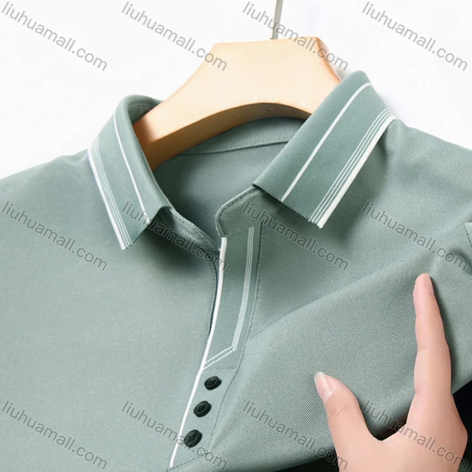 Wholesale Men's Casual Plain Striped Trim Short Sleeve Polo Shirt 9912# - Liuhuamall