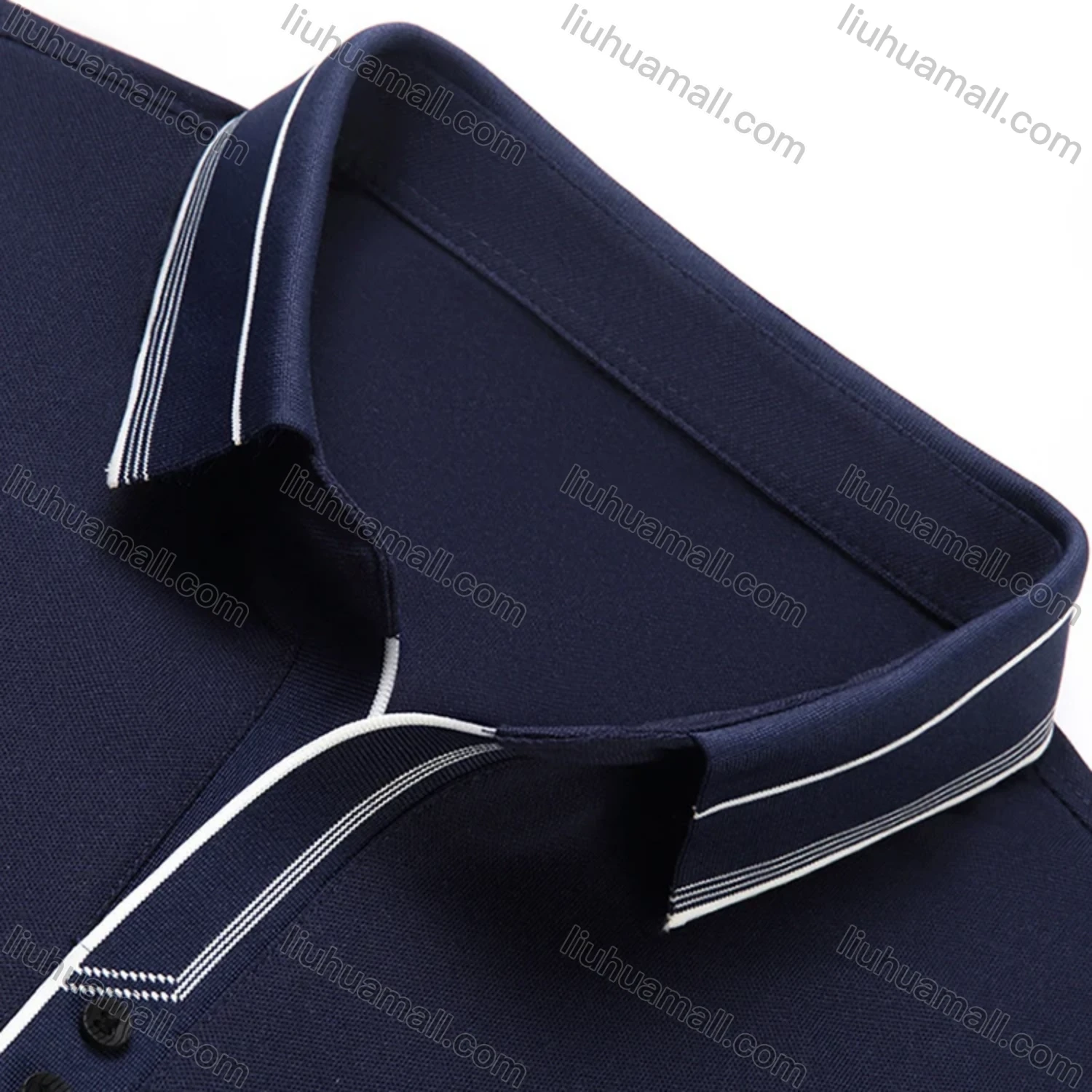 Wholesale Men's Casual Plain Striped Trim Short Sleeve Polo Shirt 9912# - Liuhuamall