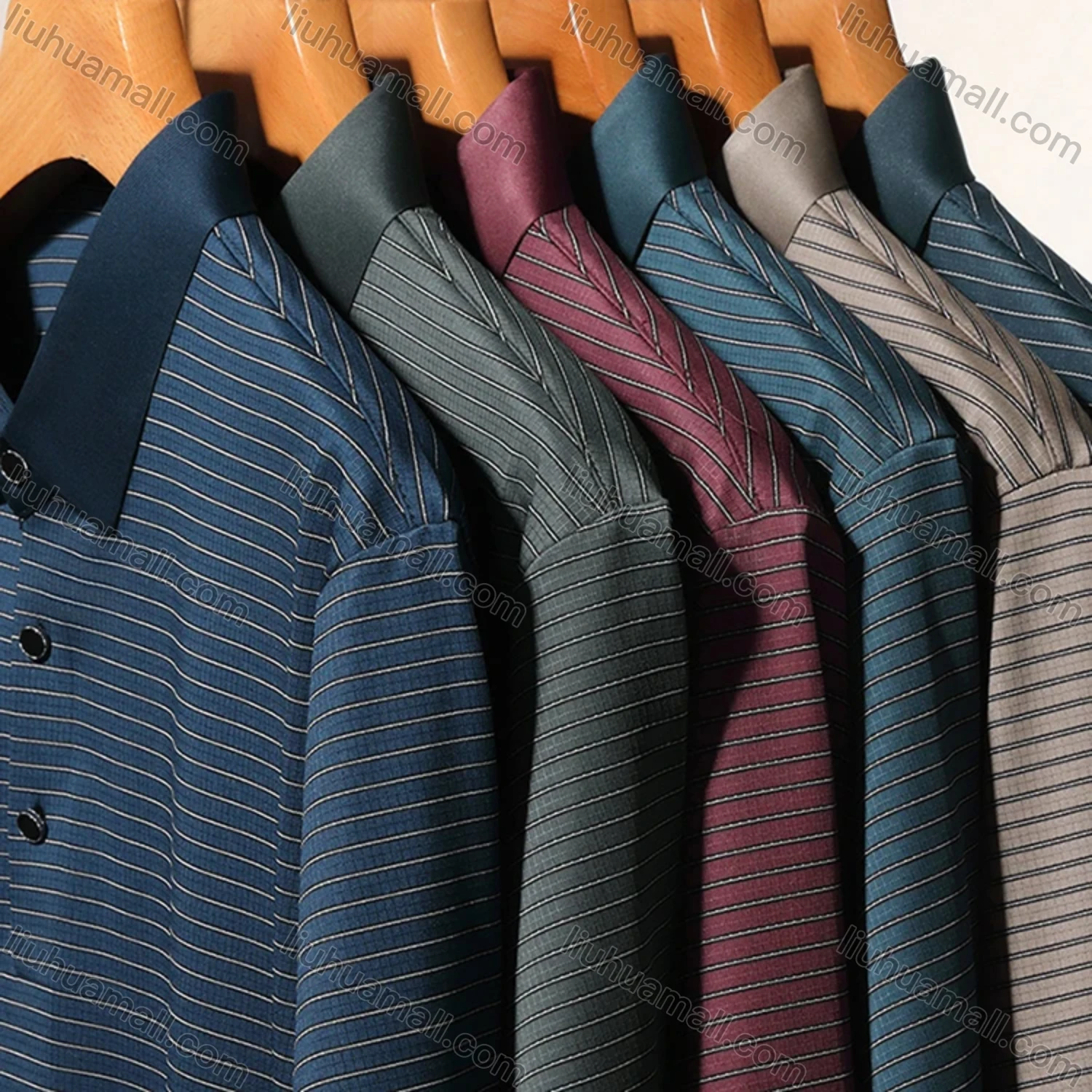 Wholesale Men's Casual Striped Short Sleeve Polo Shirt T1930# - Liuhuamall