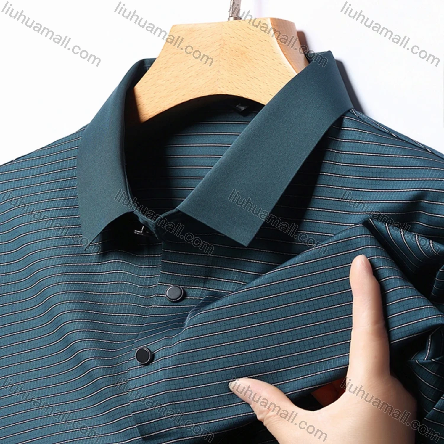 Wholesale Men's Casual Striped Short Sleeve Polo Shirt T1930# - Liuhuamall