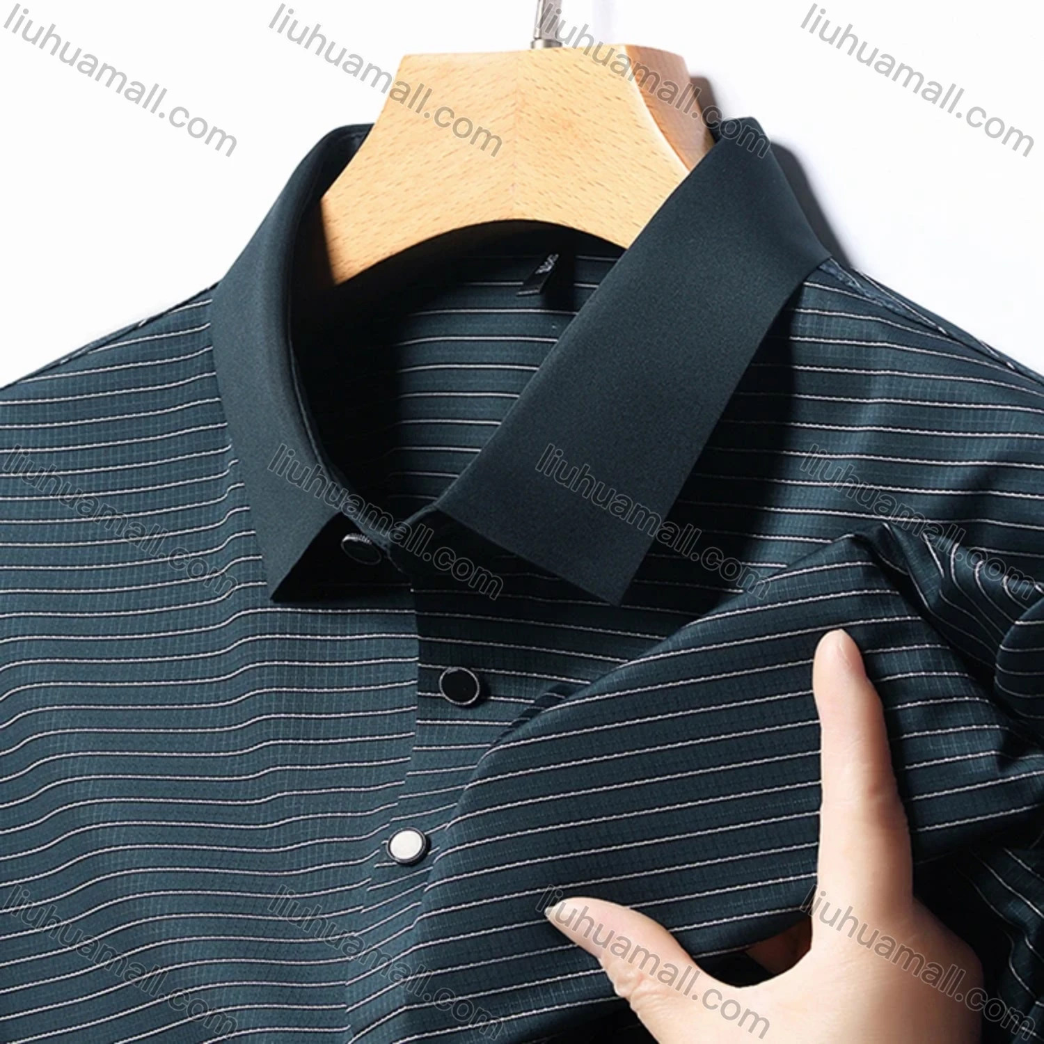Wholesale Men's Casual Striped Short Sleeve Polo Shirt T1930# - Liuhuamall