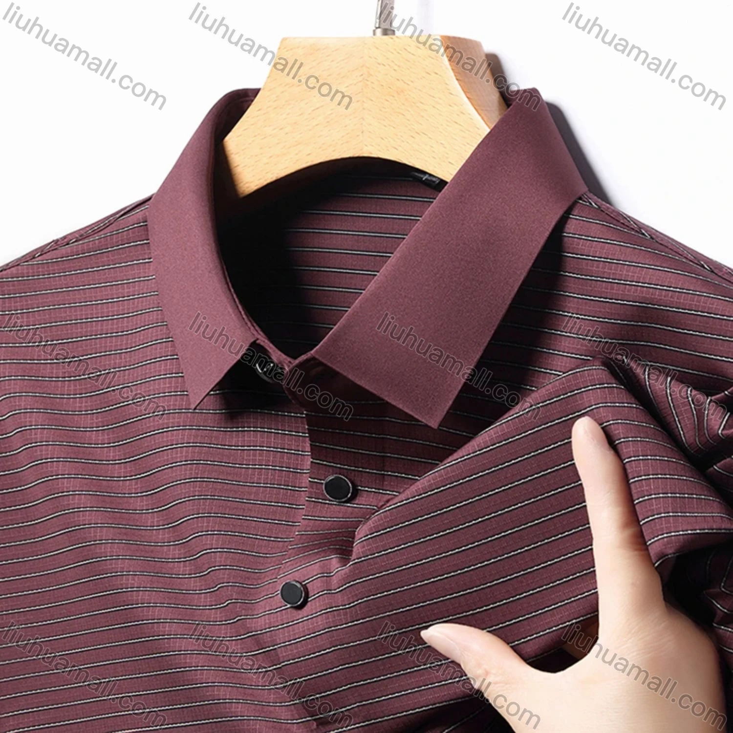 Wholesale Men's Casual Striped Short Sleeve Polo Shirt T1930# - Liuhuamall