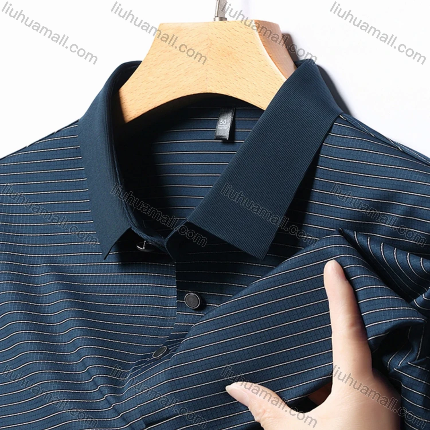Wholesale Men's Casual Striped Short Sleeve Polo Shirt T1930# - Liuhuamall