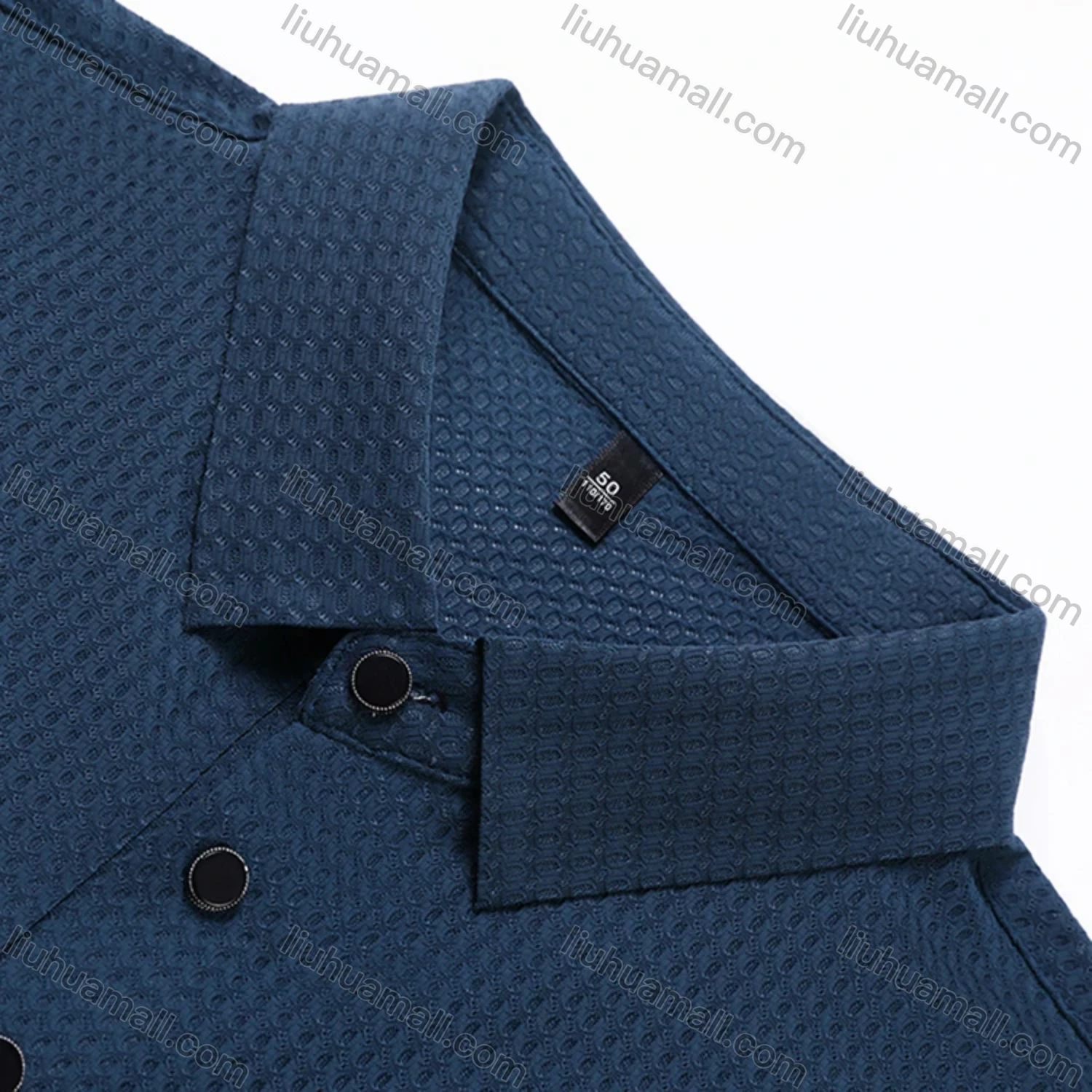 Wholesale Men's Business Plain Texture Label Short Sleeve Breathable Polo Shirt T1230# - Liuhuamall