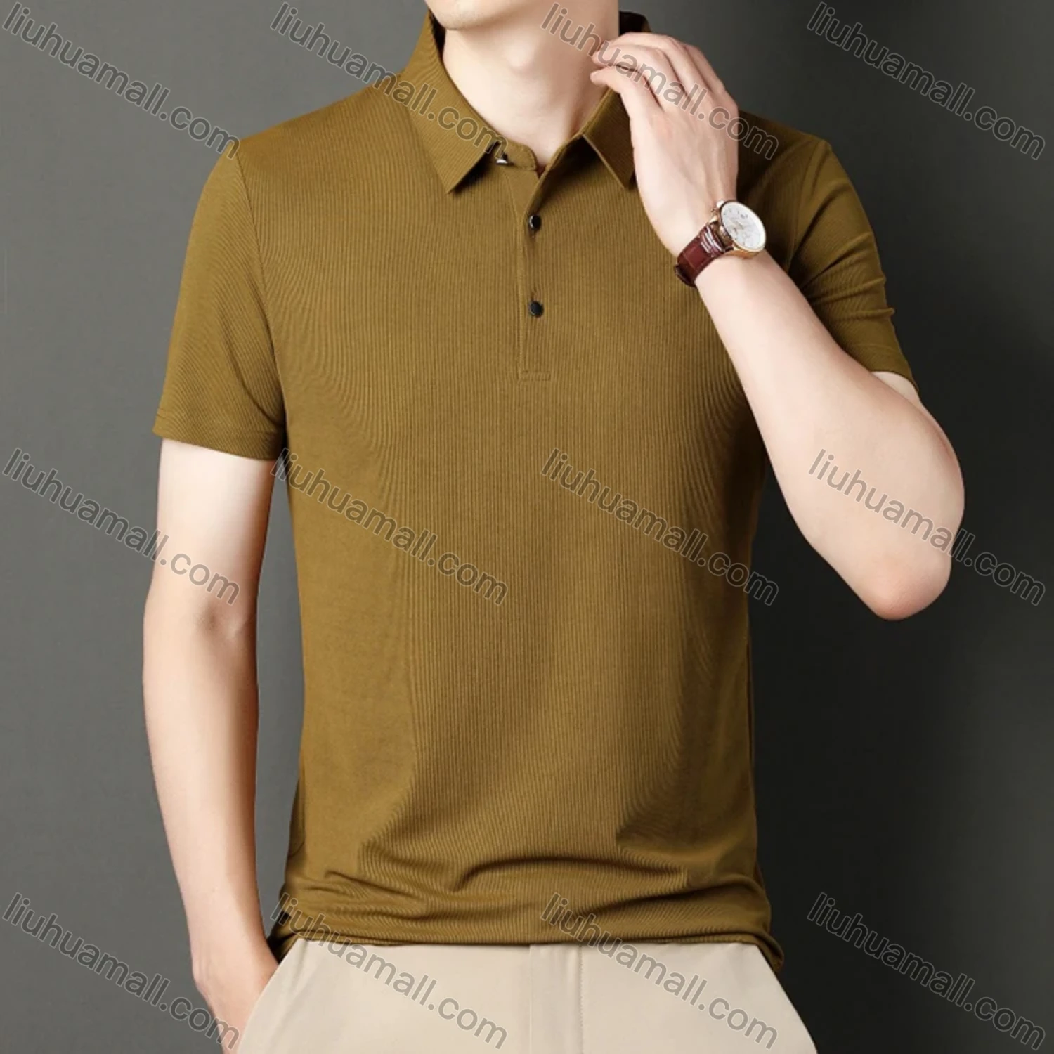 Wholesale Men's Casual Plain Short Sleeve Ice Silk Polo Shirt 81281# - Liuhuamall