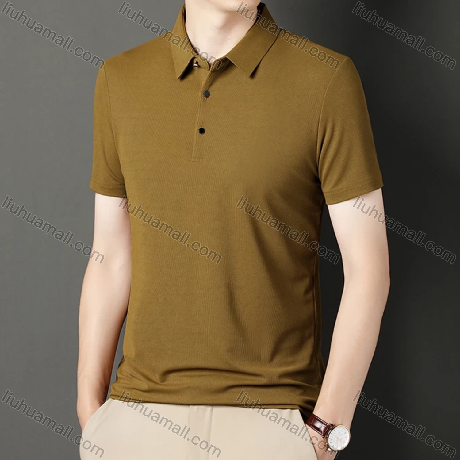 Wholesale Men's Casual Plain Short Sleeve Ice Silk Polo Shirt 81281# - Liuhuamall