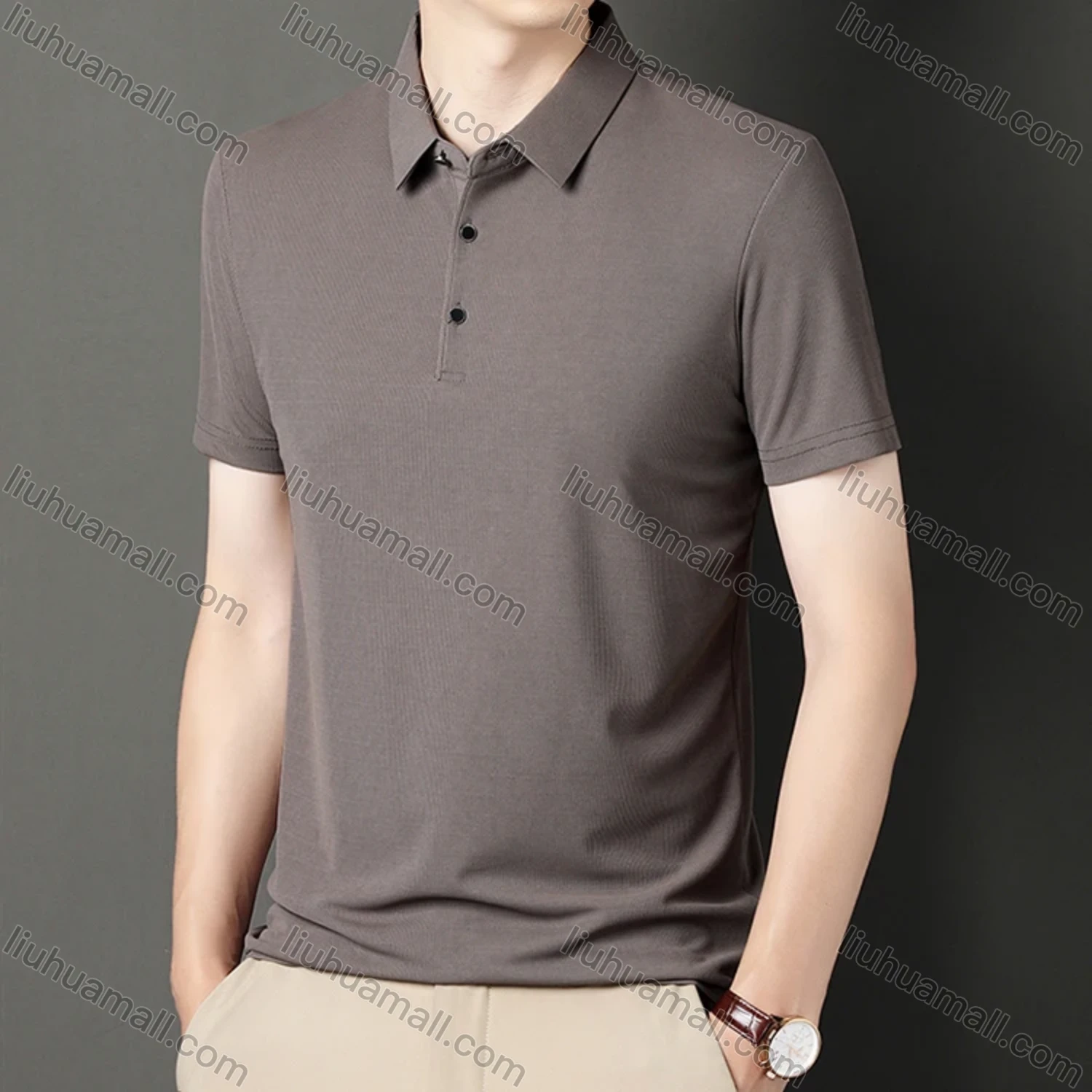 Wholesale Men's Casual Plain Short Sleeve Ice Silk Polo Shirt 81281# - Liuhuamall