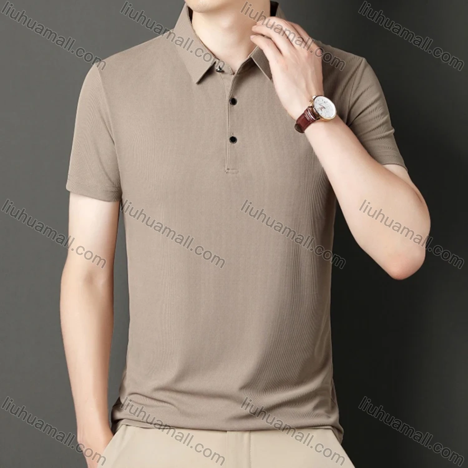 Wholesale Men's Casual Plain Short Sleeve Ice Silk Polo Shirt 81281# - Liuhuamall