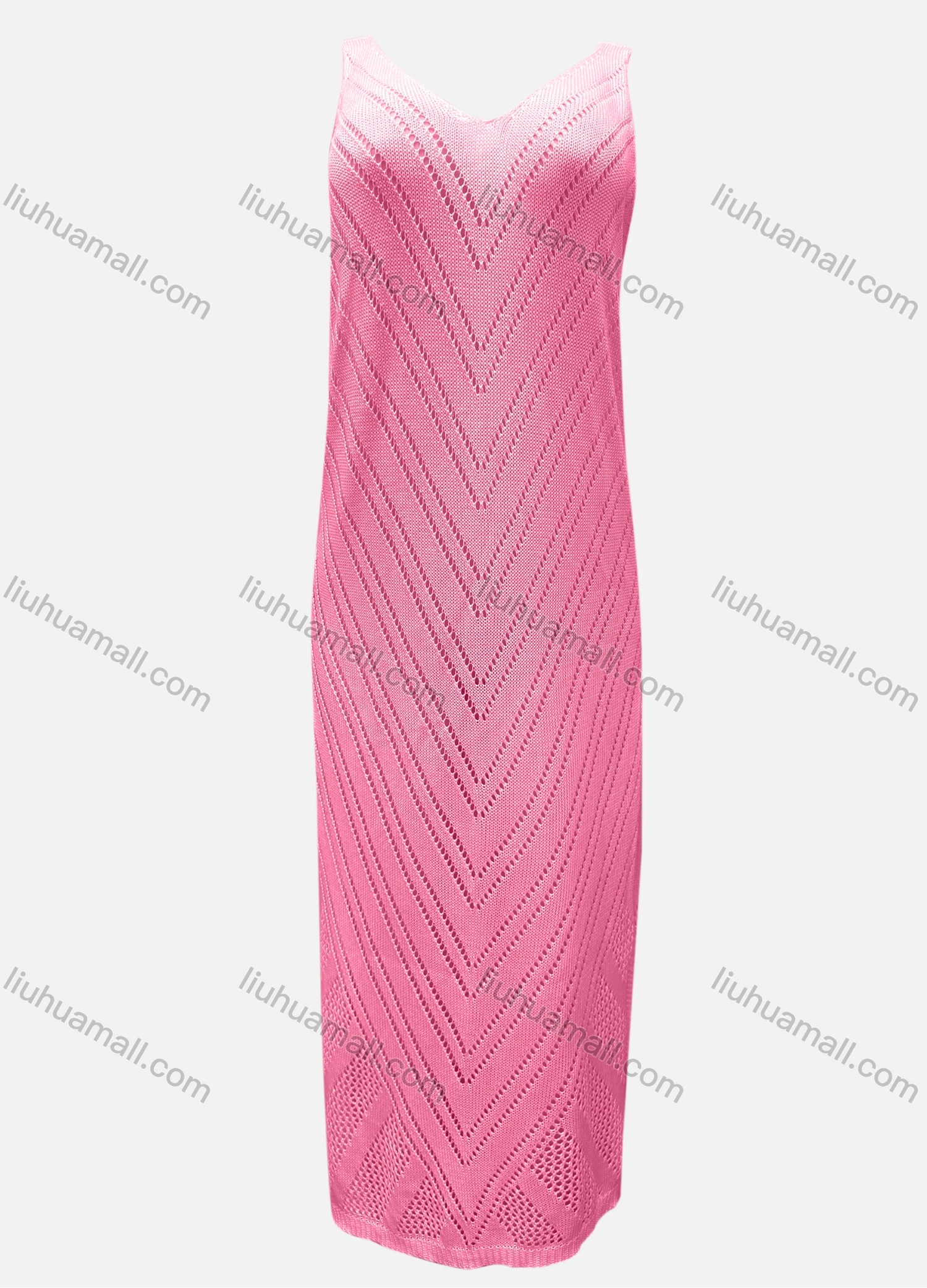 Wholesale Women's Vacation V Neck Sleeveless Plain Hollow Out Tank Cover Up Maxi Dress X51# - Liuhuamall