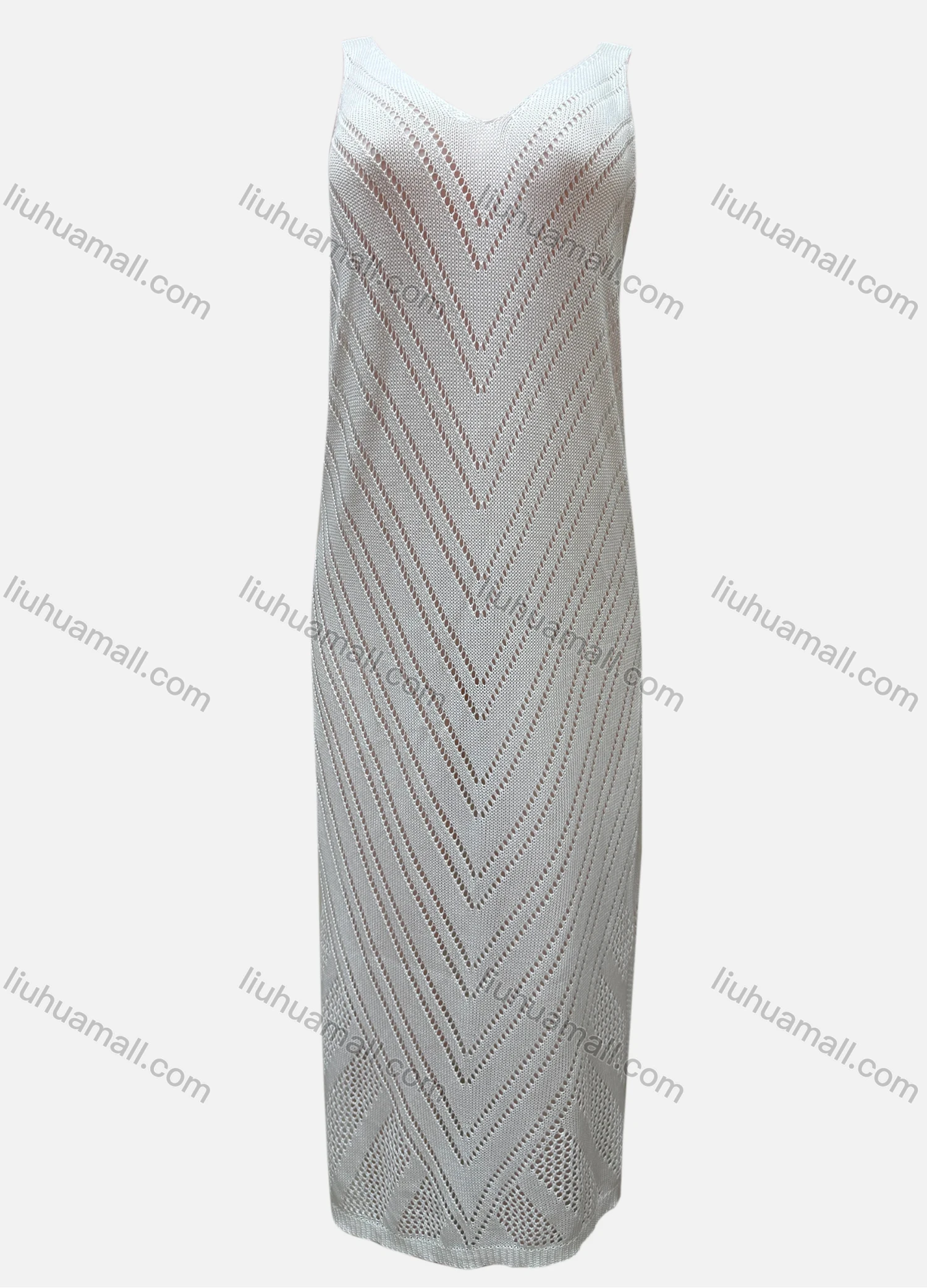 Wholesale Women's Vacation V Neck Sleeveless Plain Hollow Out Tank Cover Up Maxi Dress X51# - Liuhuamall