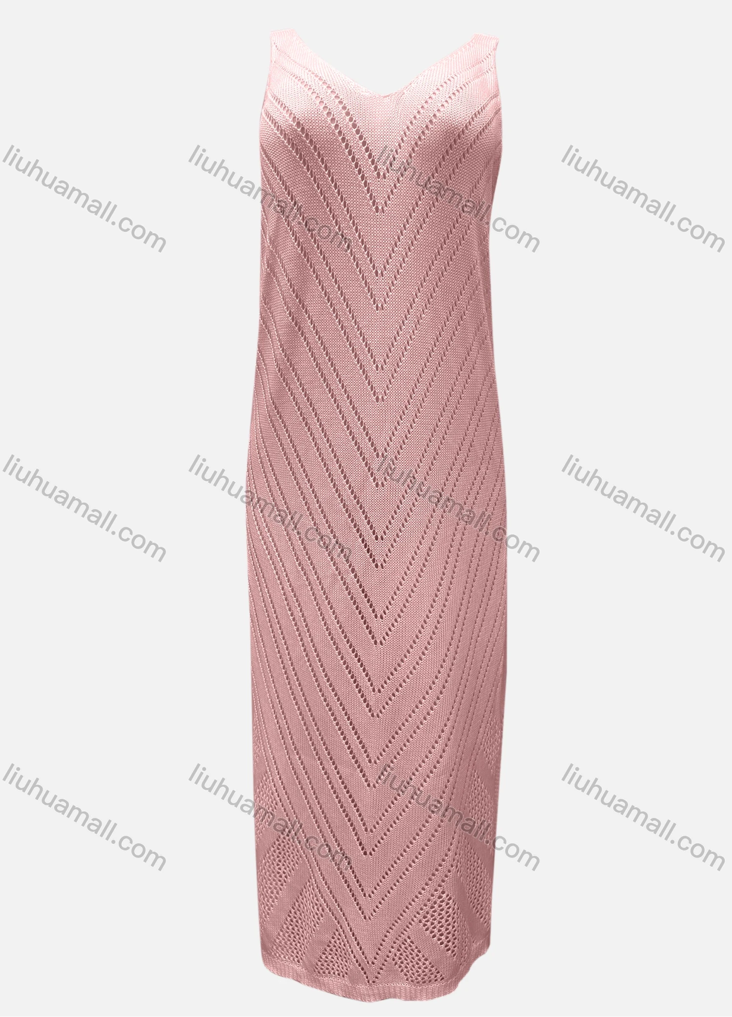 Wholesale Women's Vacation V Neck Sleeveless Plain Hollow Out Tank Cover Up Maxi Dress X51# - Liuhuamall