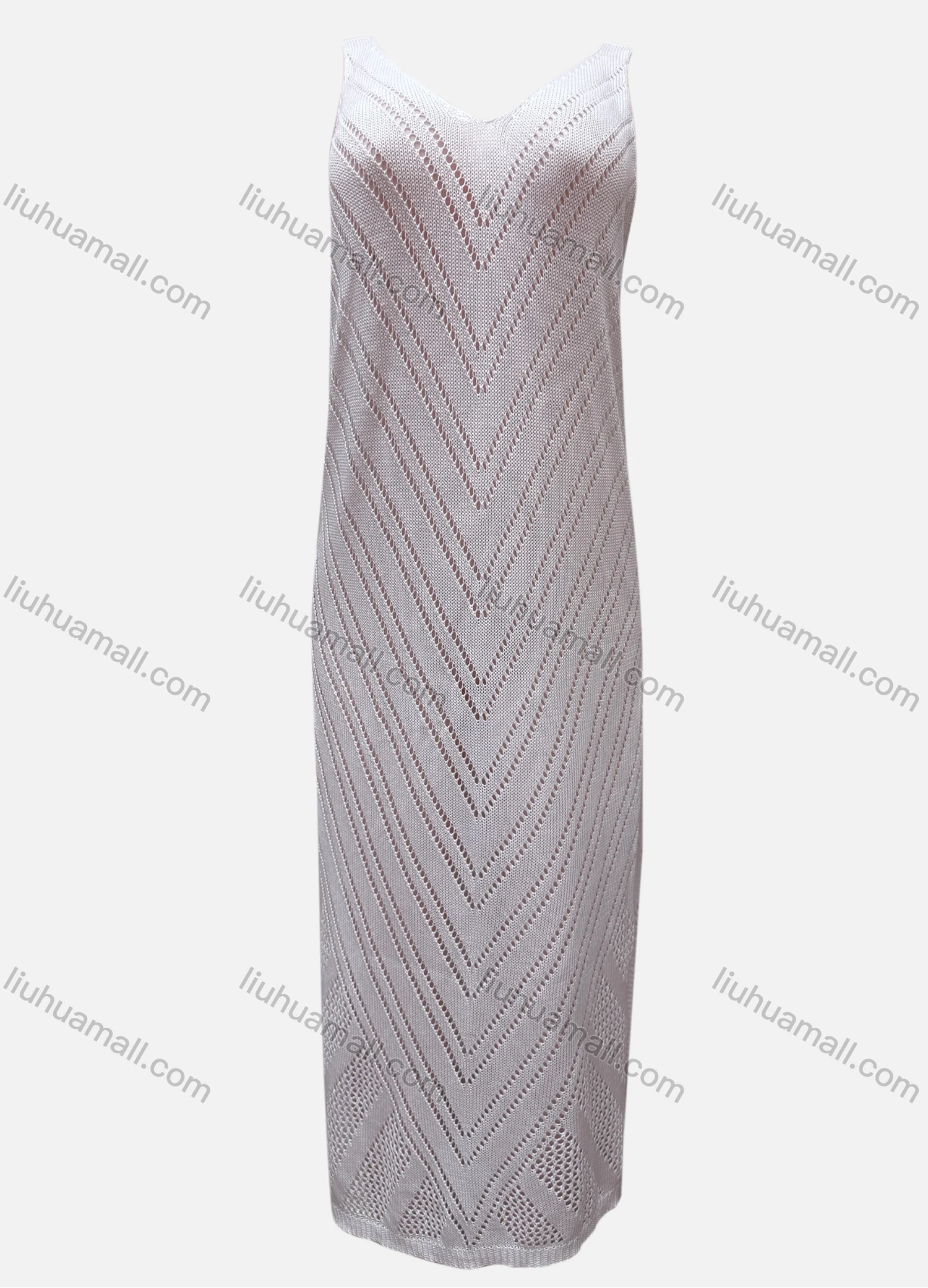 Wholesale Women's Vacation V Neck Sleeveless Plain Hollow Out Tank Cover Up Maxi Dress X51# - Liuhuamall