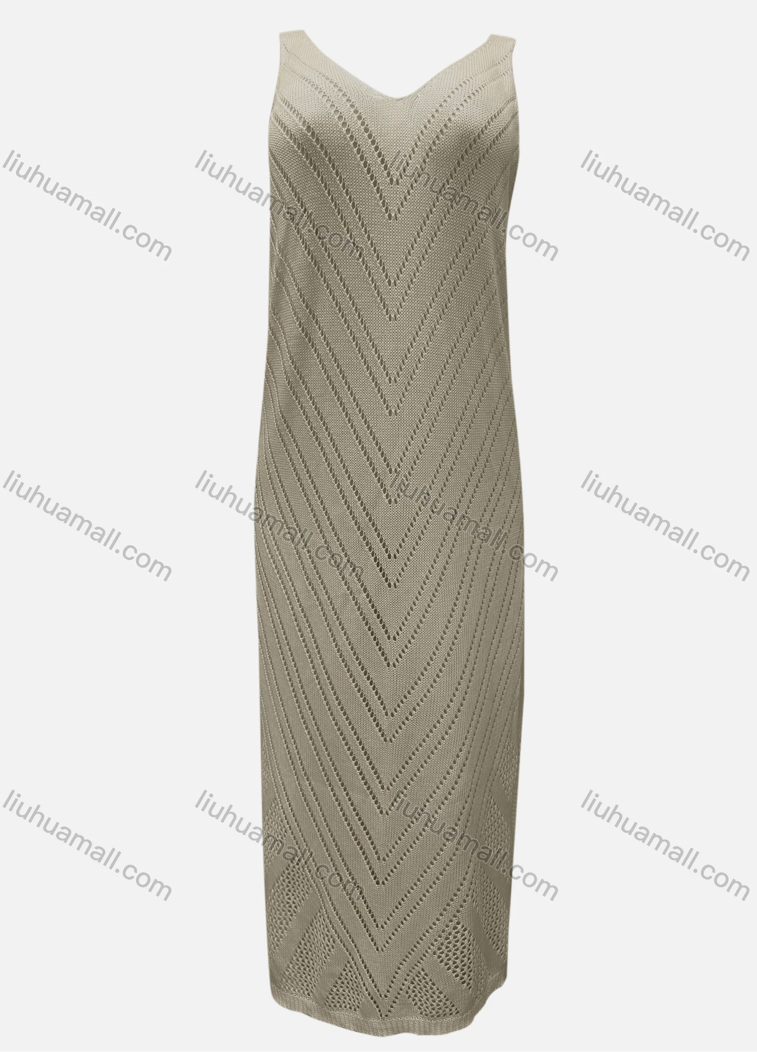 Wholesale Women's Vacation V Neck Sleeveless Plain Hollow Out Tank Cover Up Maxi Dress X51# - Liuhuamall