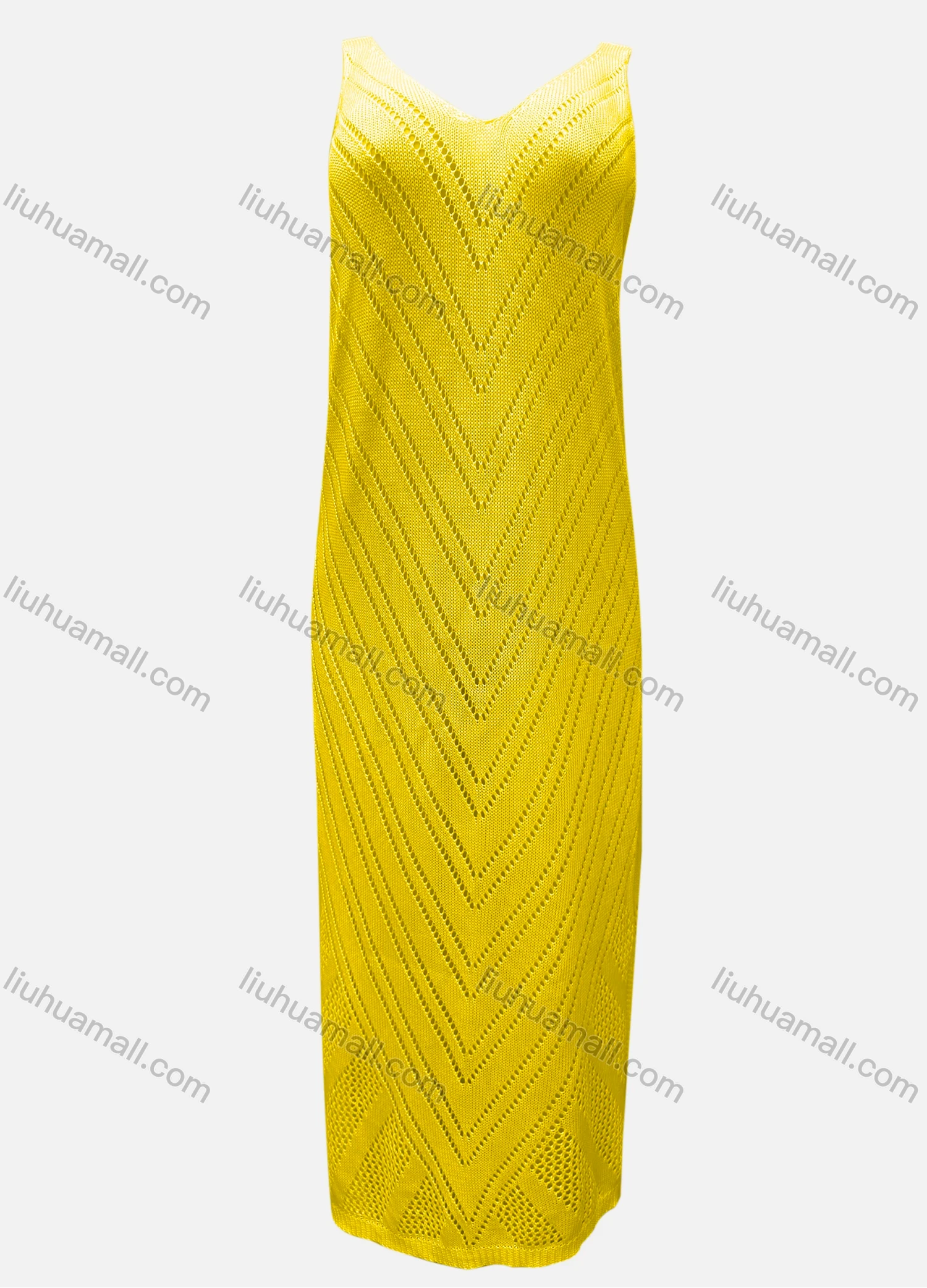 Wholesale Women's Vacation V Neck Sleeveless Plain Hollow Out Tank Cover Up Maxi Dress X51# - Liuhuamall