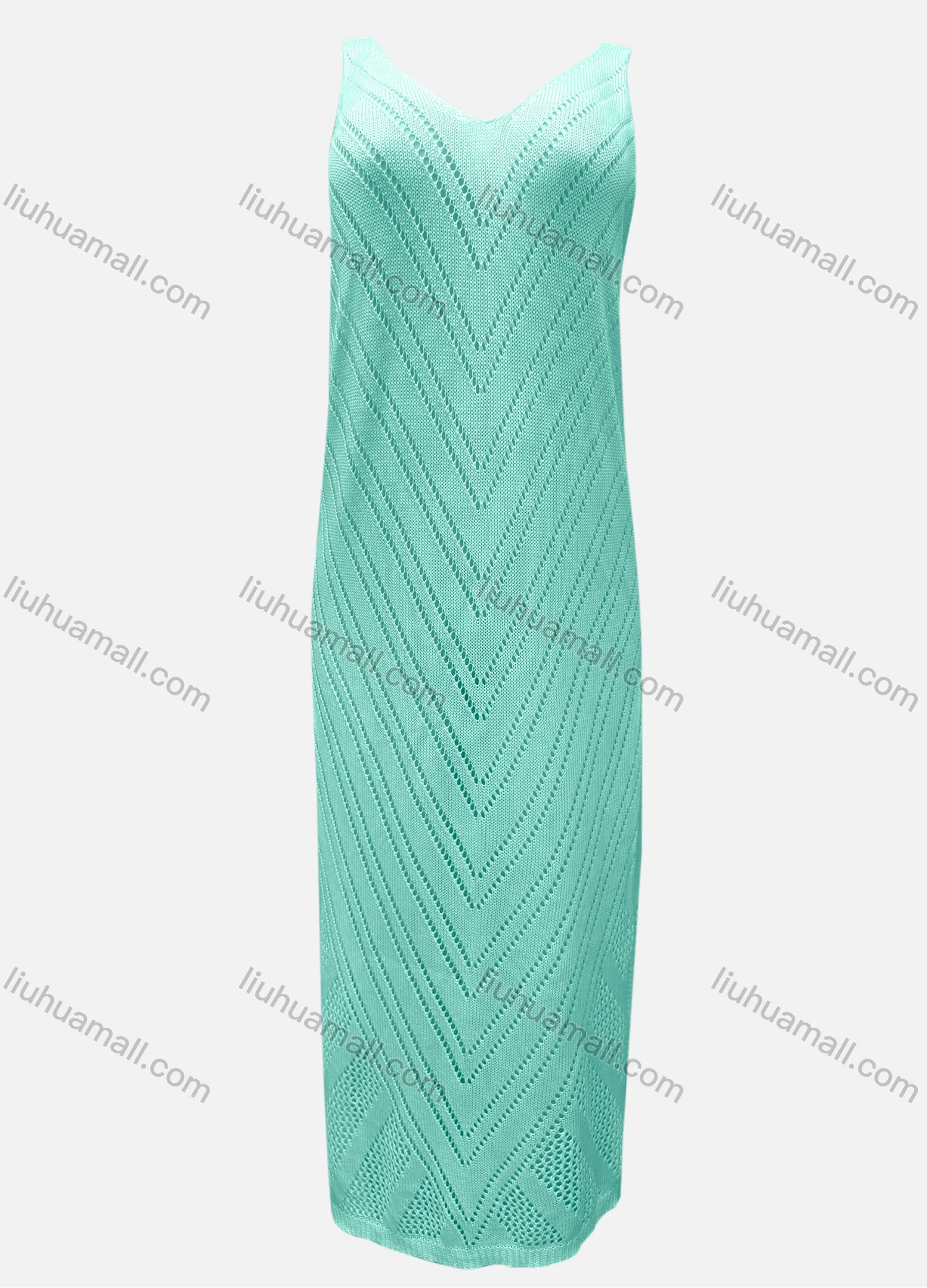 Wholesale Women's Vacation V Neck Sleeveless Plain Hollow Out Tank Cover Up Maxi Dress X51# - Liuhuamall