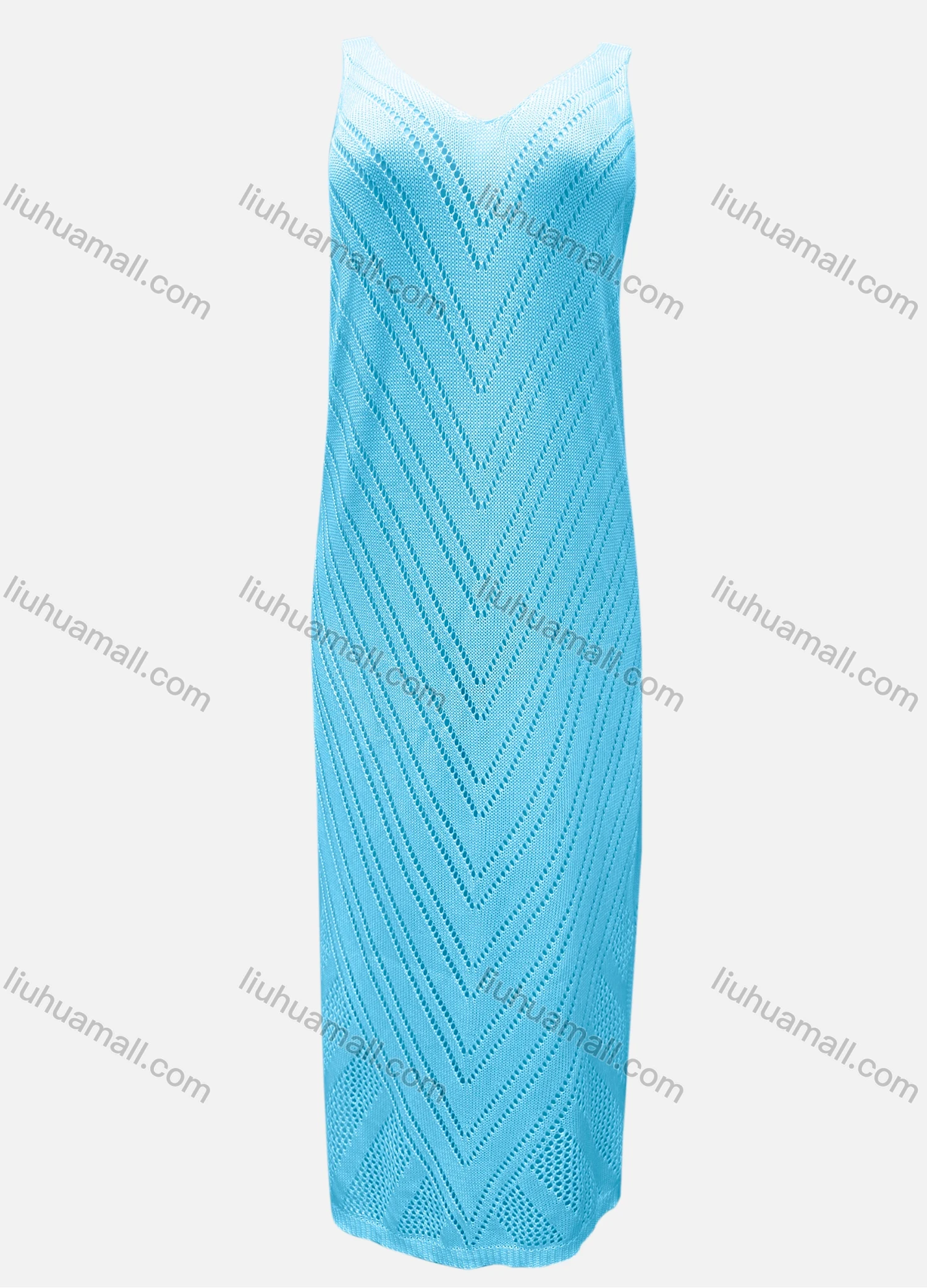 Wholesale Women's Vacation V Neck Sleeveless Plain Hollow Out Tank Cover Up Maxi Dress X51# - Liuhuamall