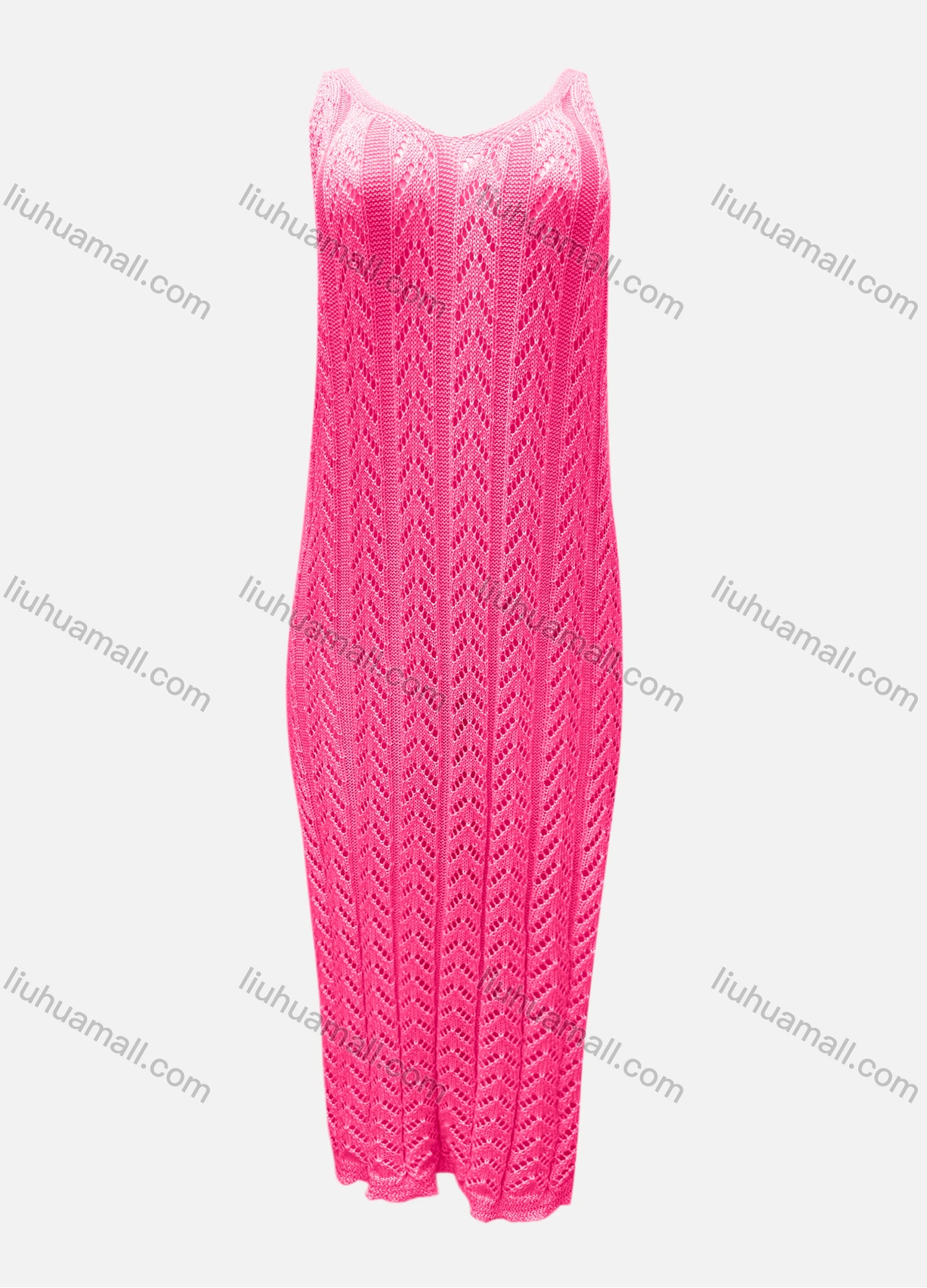 Wholesale Women's Vacation V Neck Sleeveless Plain Hollow Out Tank Cover Up Maxi Dress X3# - Liuhuamall