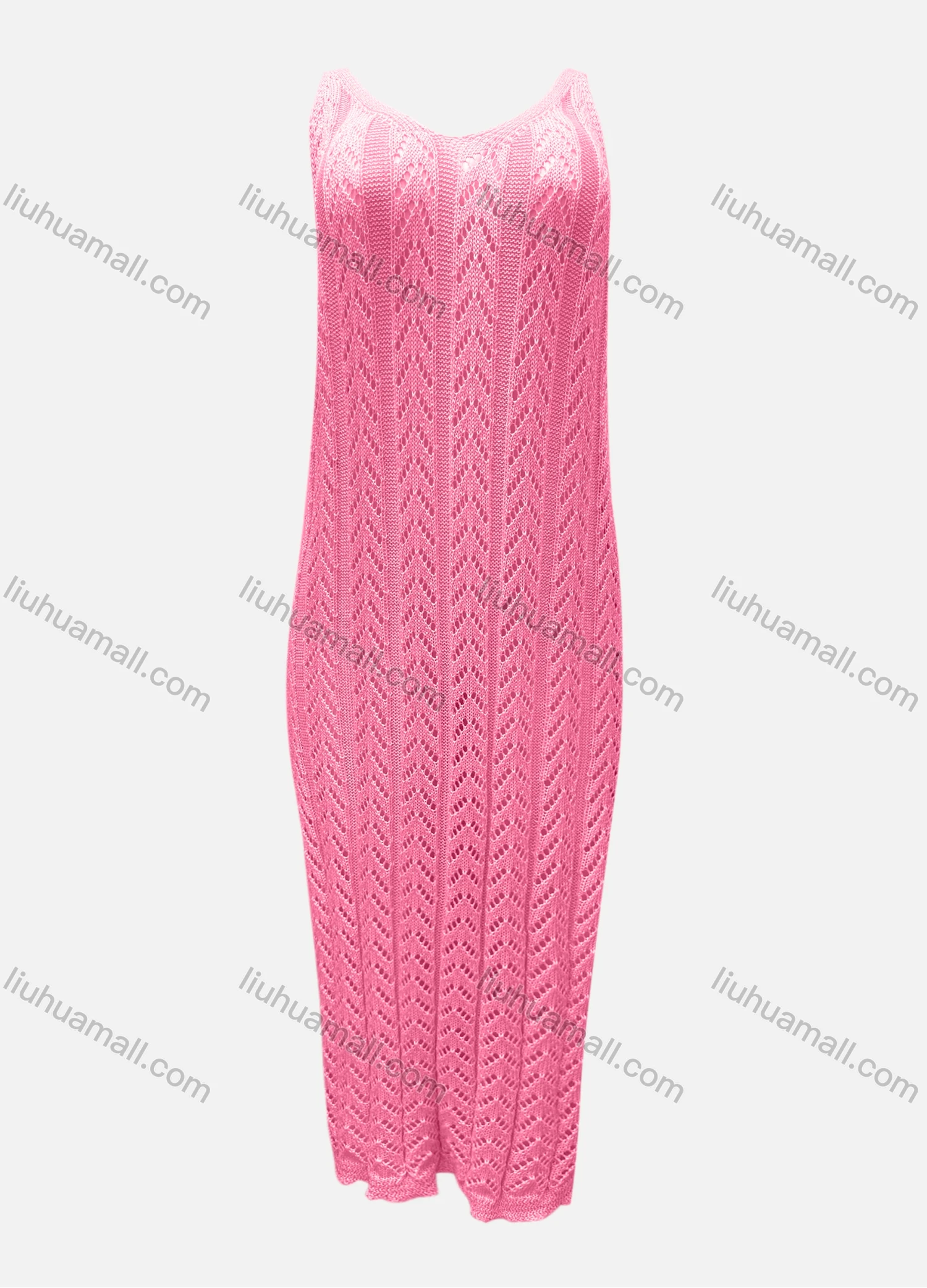 Wholesale Women's Vacation V Neck Sleeveless Plain Hollow Out Tank Cover Up Maxi Dress X3# - Liuhuamall