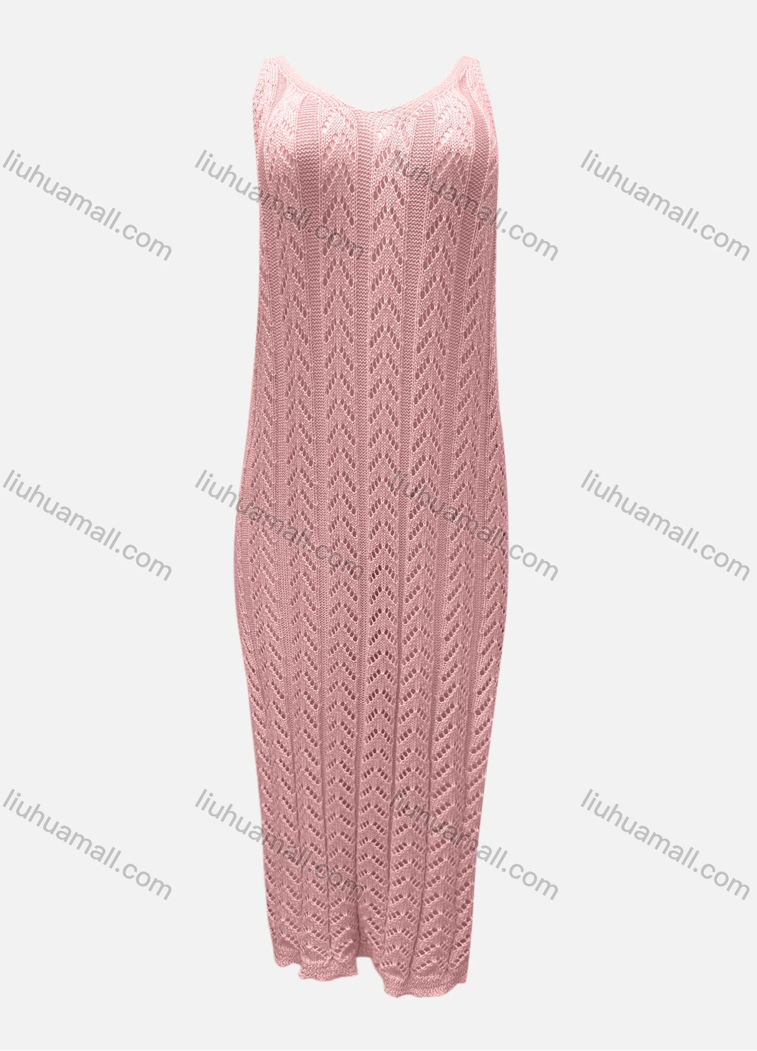 Wholesale Women's Vacation V Neck Sleeveless Plain Hollow Out Tank Cover Up Maxi Dress X3# - Liuhuamall