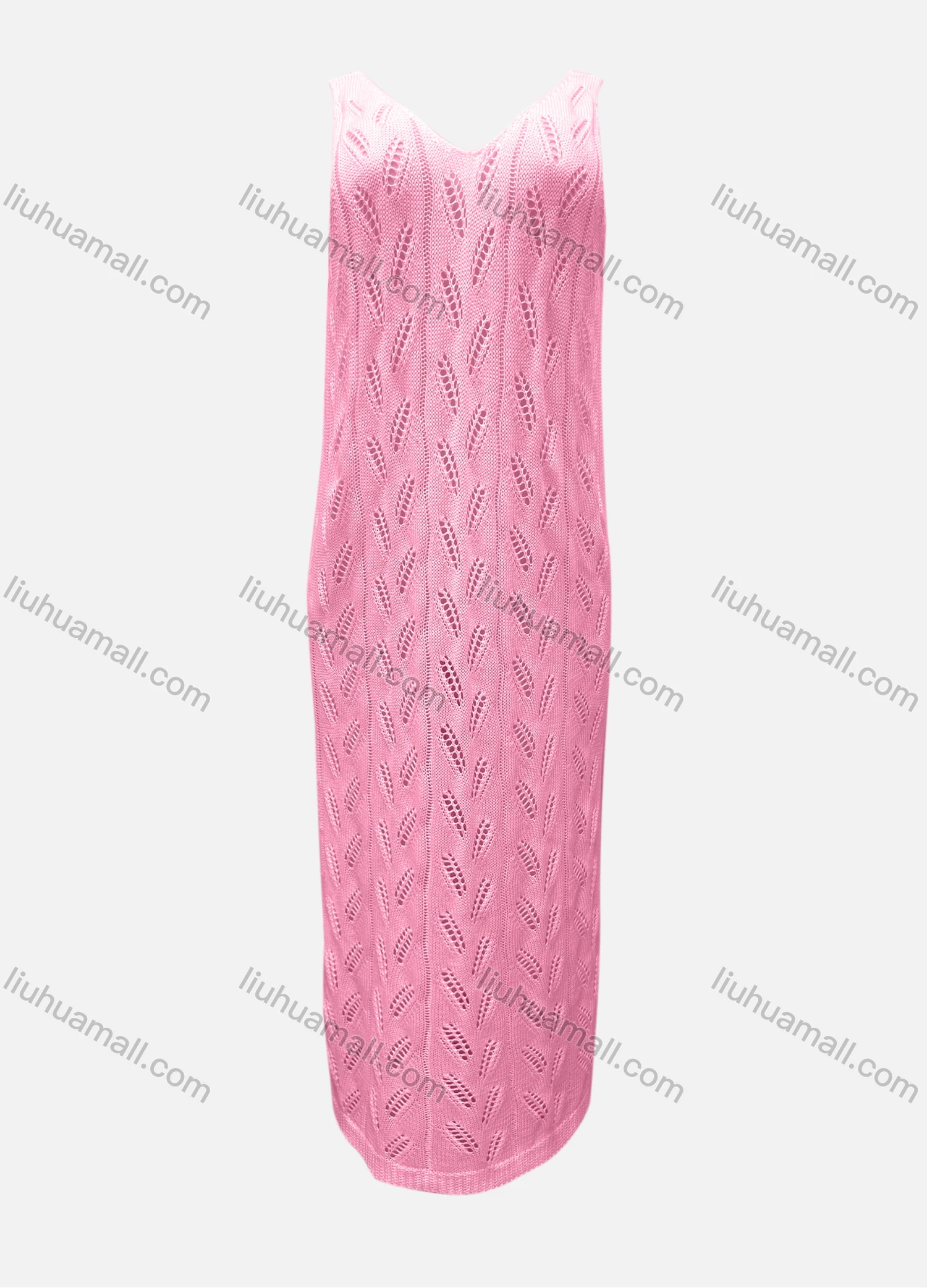 Wholesale Women's Vacation V Neck Sleeveless Plain Hollow Out Tank Cover Up Maxi Dress X90# - Liuhuamall