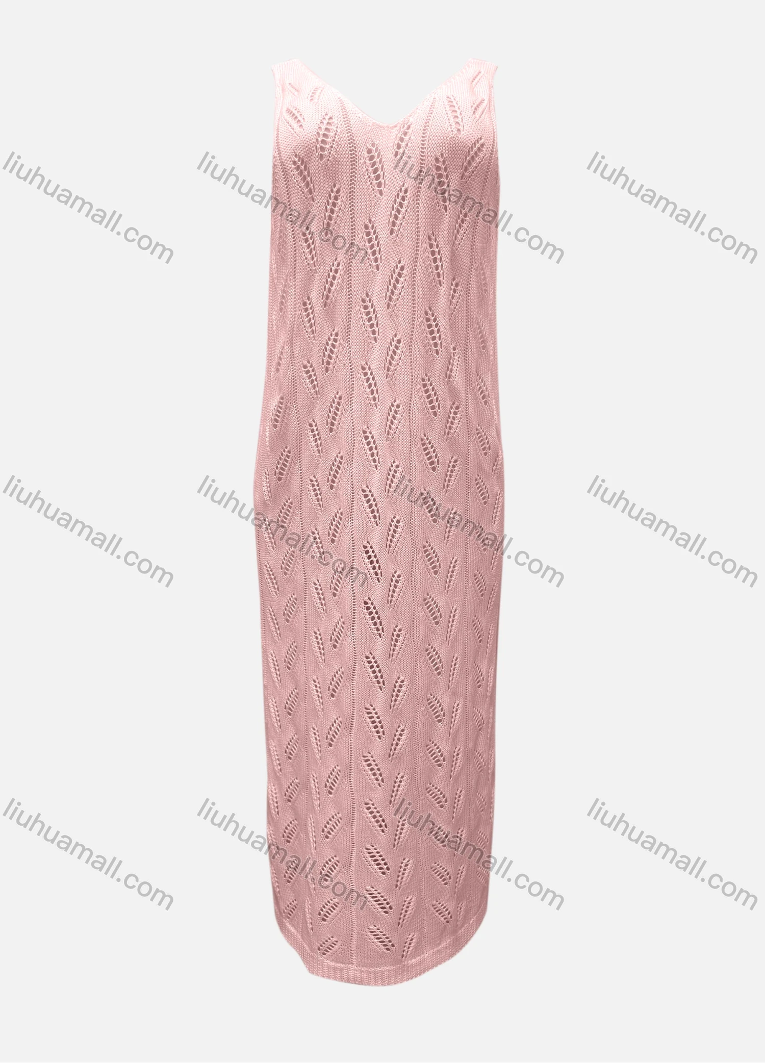 Wholesale Women's Vacation V Neck Sleeveless Plain Hollow Out Tank Cover Up Maxi Dress X90# - Liuhuamall