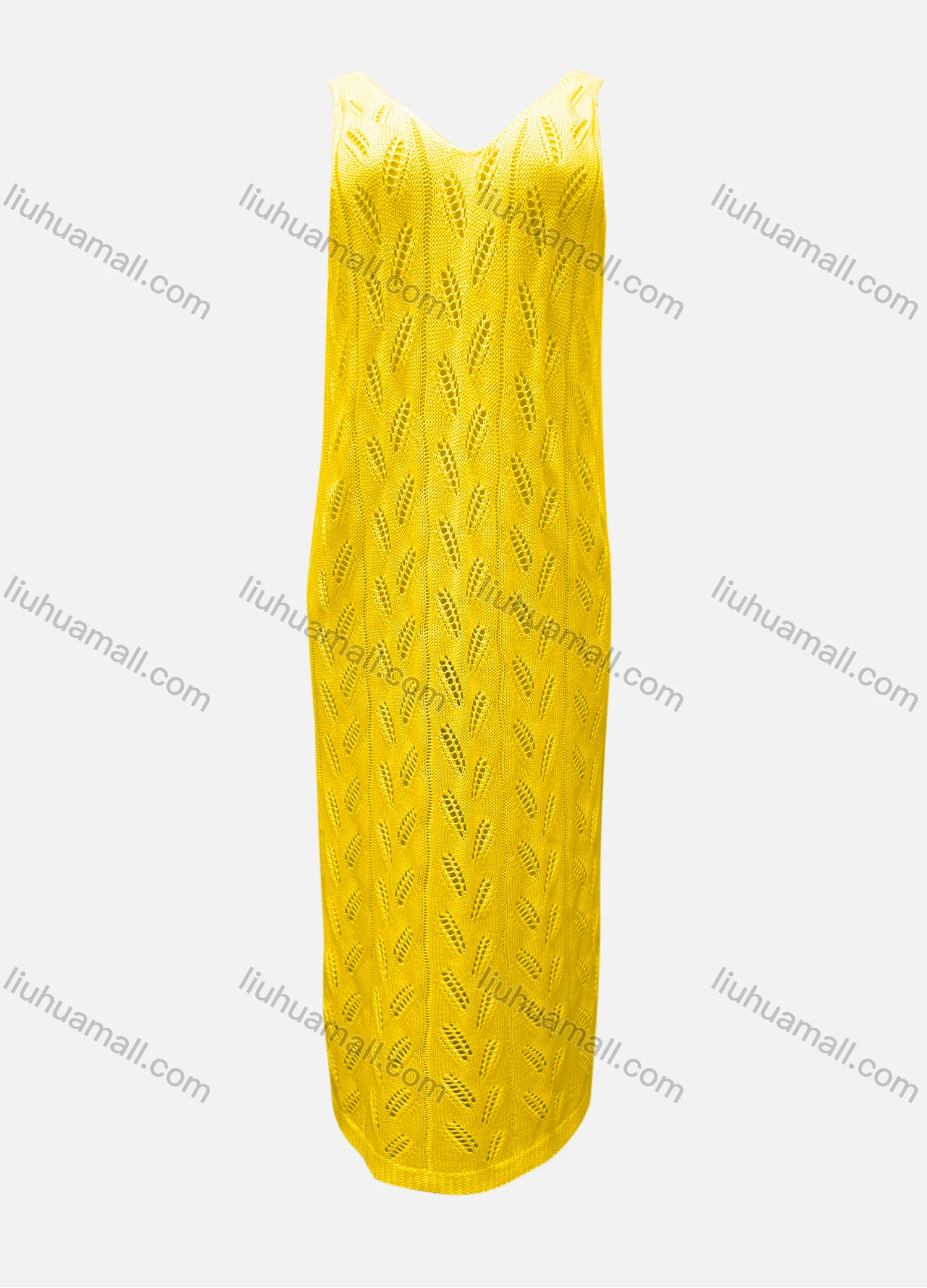 Wholesale Women's Vacation V Neck Sleeveless Plain Hollow Out Tank Cover Up Maxi Dress X90# - Liuhuamall