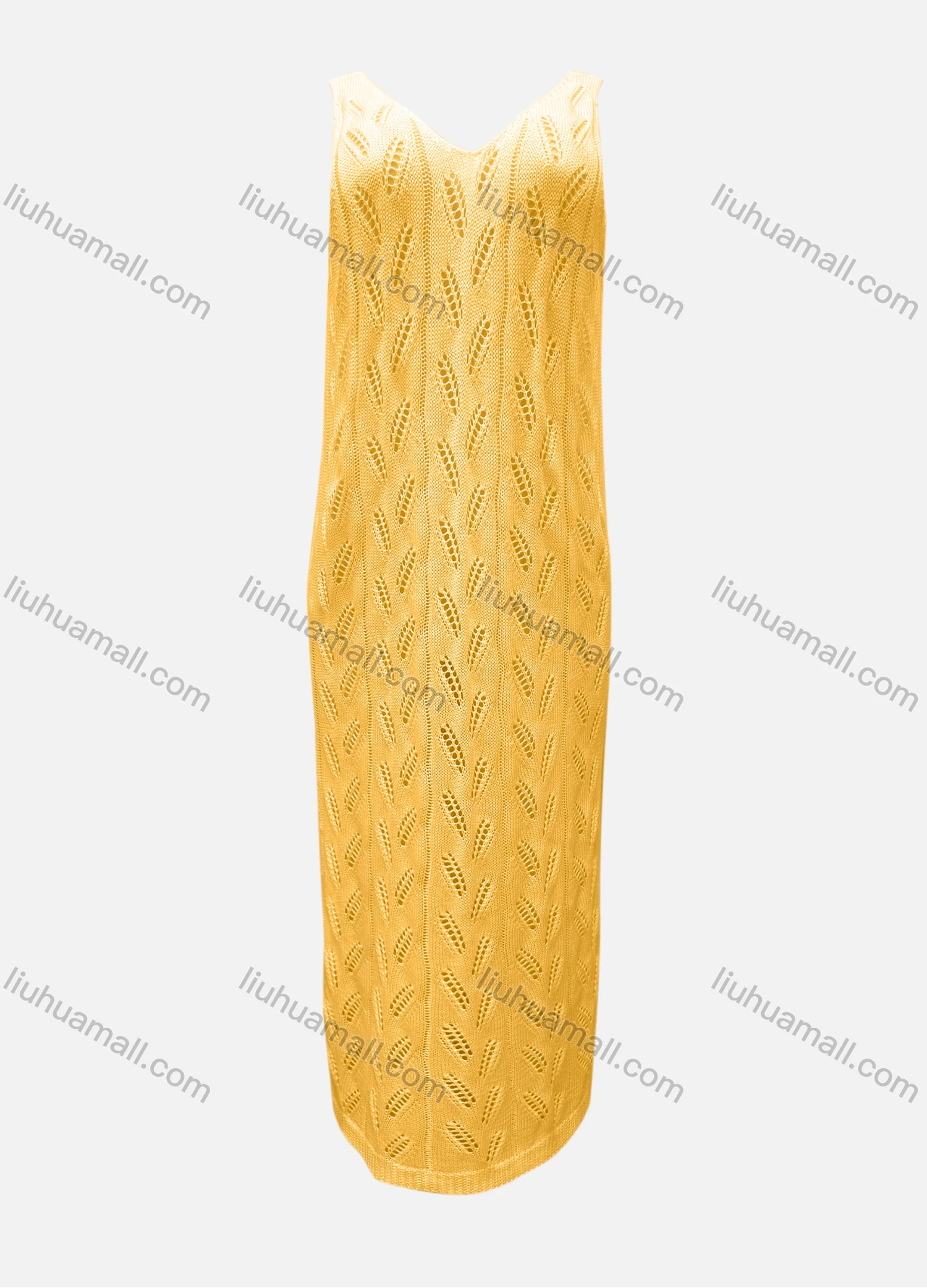 Wholesale Women's Vacation V Neck Sleeveless Plain Hollow Out Tank Cover Up Maxi Dress X90# - Liuhuamall