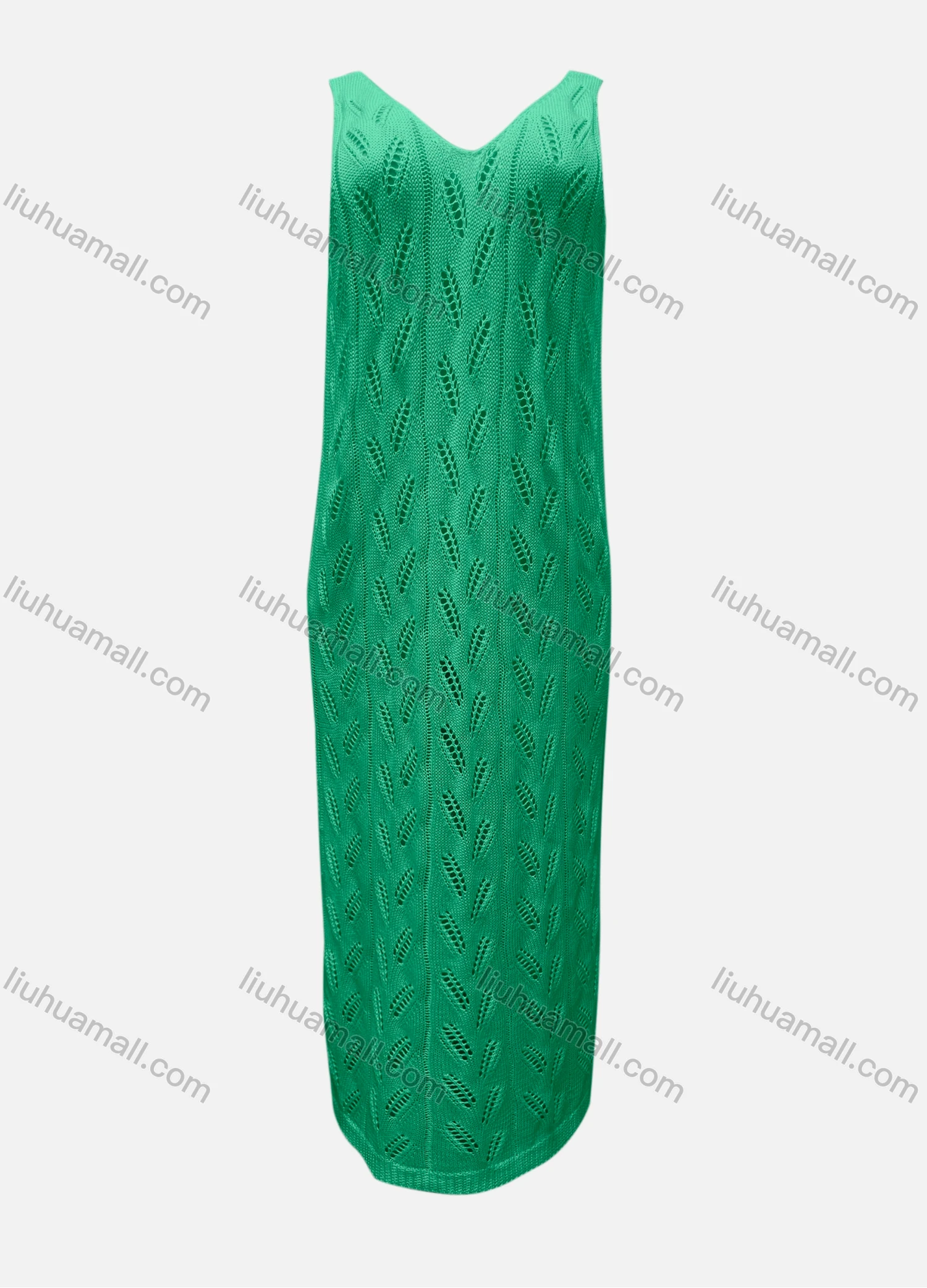 Wholesale Women's Vacation V Neck Sleeveless Plain Hollow Out Tank Cover Up Maxi Dress X90# - Liuhuamall