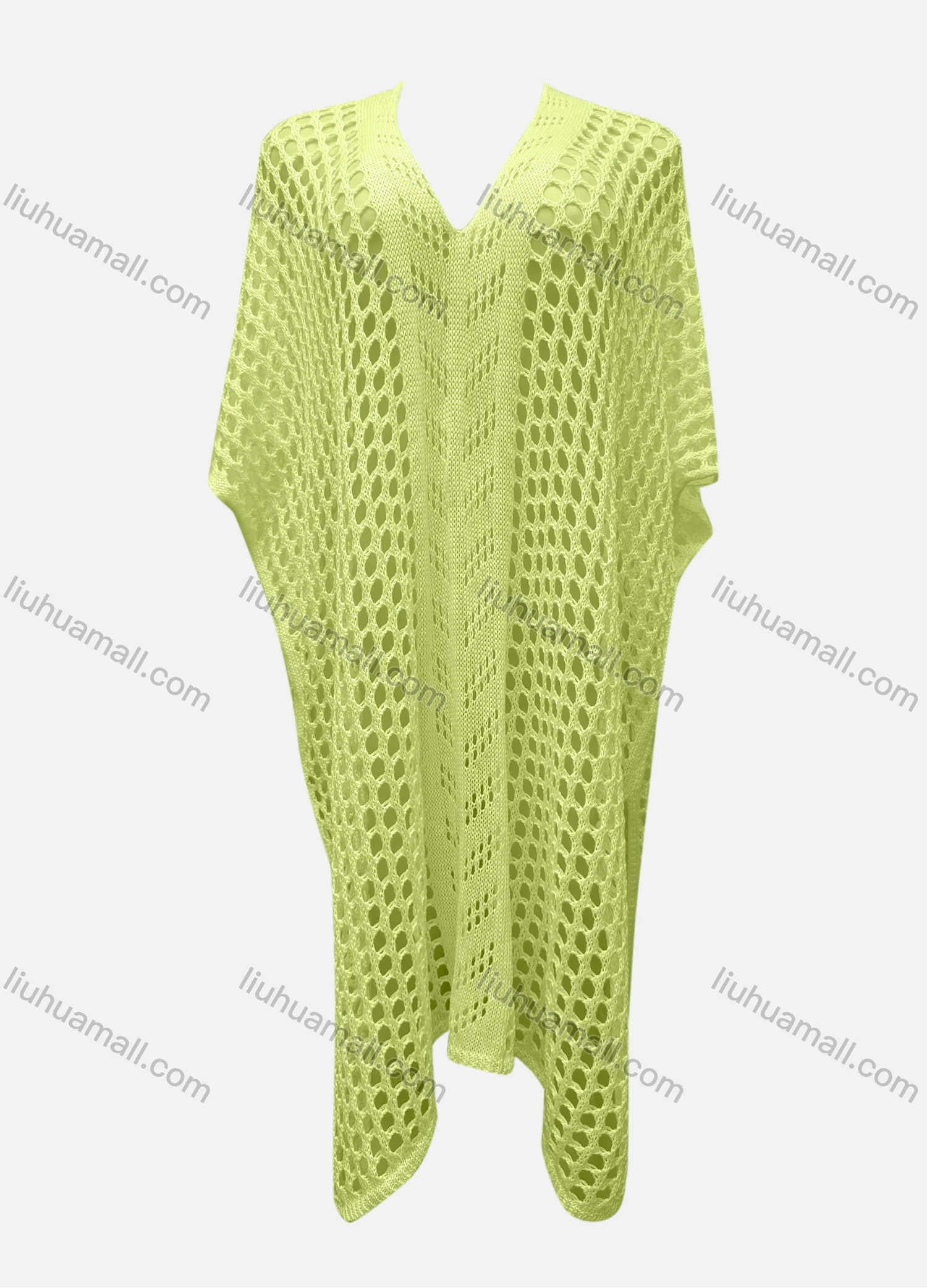 Wholesale Women's Vacation V Neck Half Sleeve Plain Hollow Out Cover Up Dress X99# - Liuhuamall